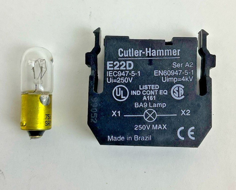 CUTLER HAMMER E22D SERIES A2 250V LIGHT UNIT FULL VOLTAGE CONTACT BLOCK W/BULB