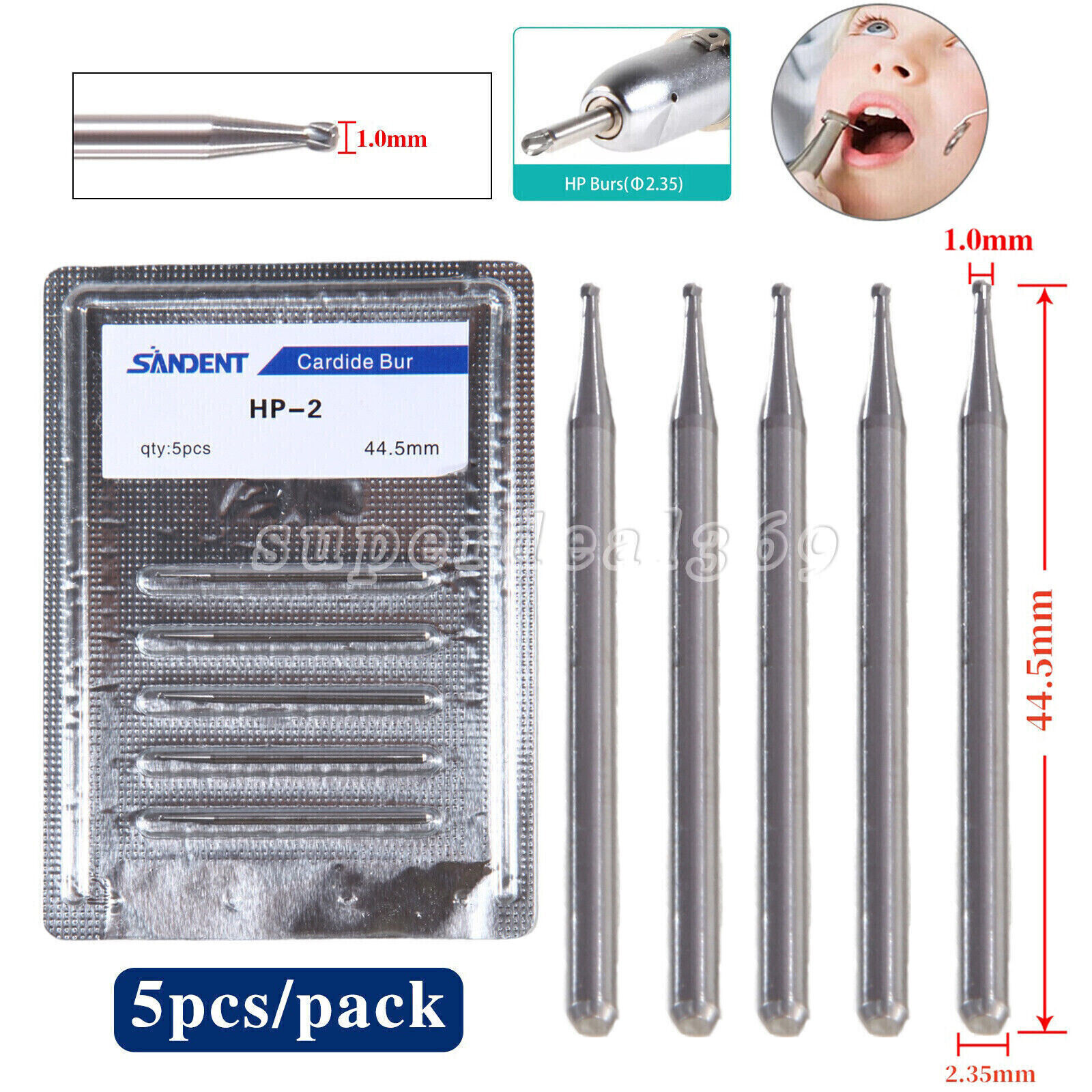 Dental Carbide Burs HP 1 2 3 4 8 Long Straight Bur Slow Speed Handpiece Prima MX