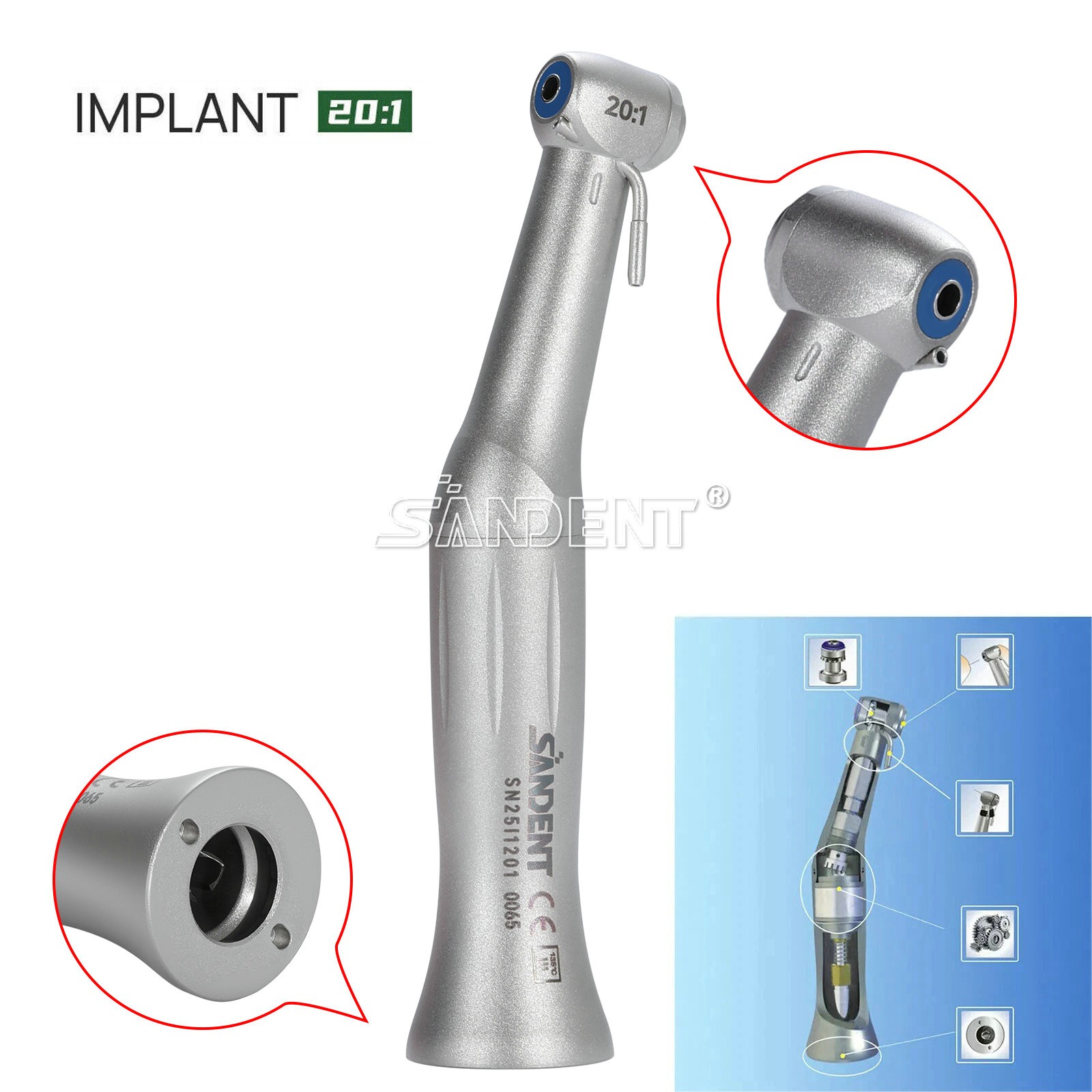 Dental Implant Surgical Handpiece 1:1 Straight 20:1 Contra Angle Fit KAVO W /H