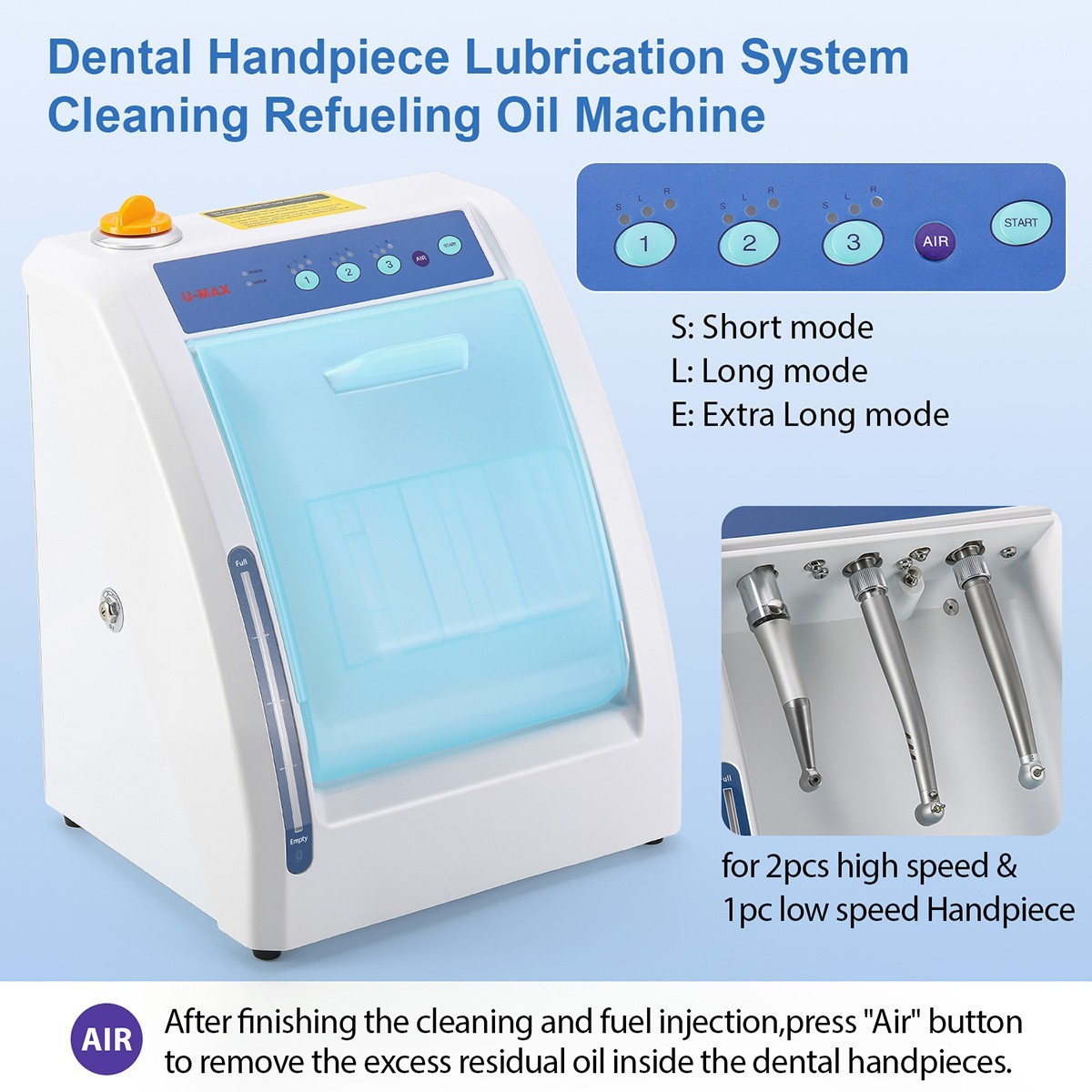 Portable Dental Delivery Unit Cart 4 Holes /Handpiece Maintenance Lubrication