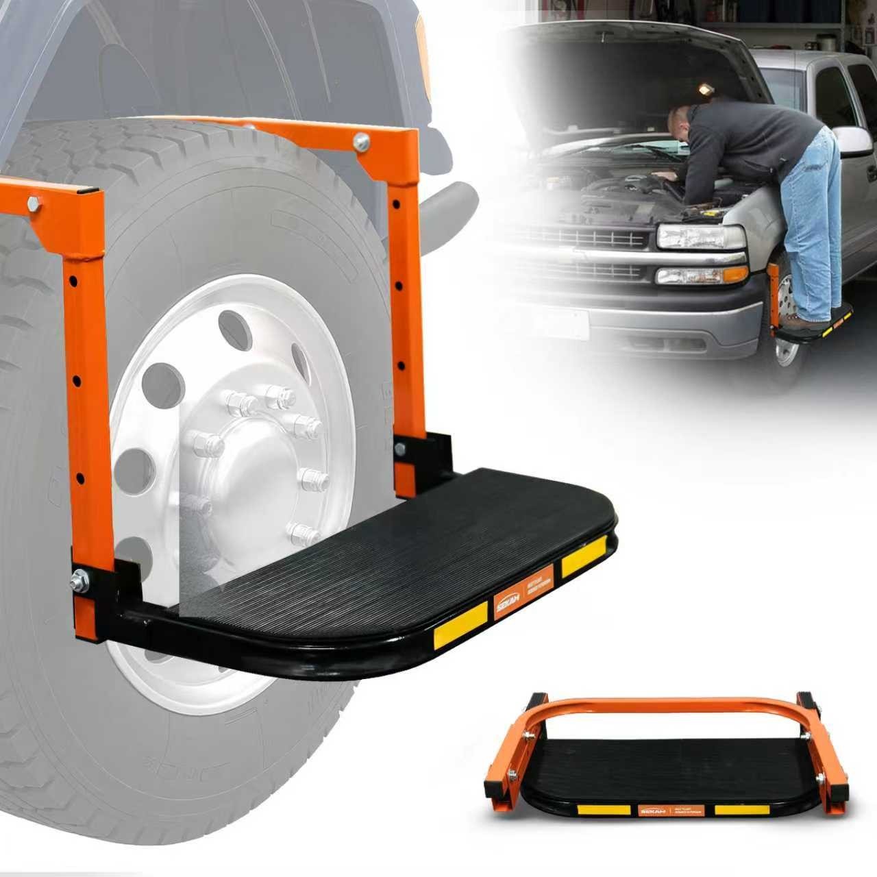 Heavy Duty Folding Tire Step Wheel Platform Adjustable for Truck SUV 350lbs Max