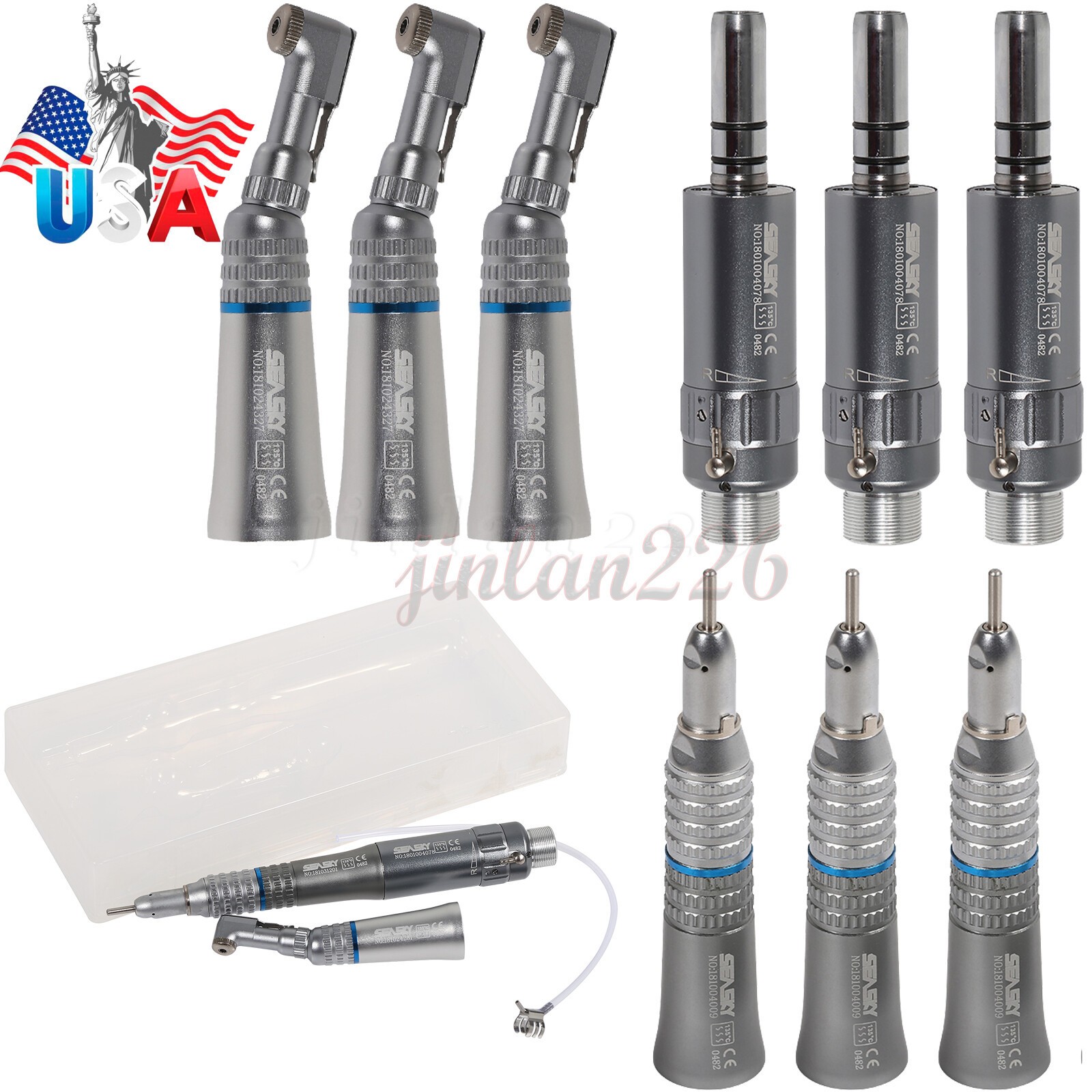 Dental Slow Speed Handpiece Contra Angle/Straight /Air Motor 4Hole NSK Style NEW