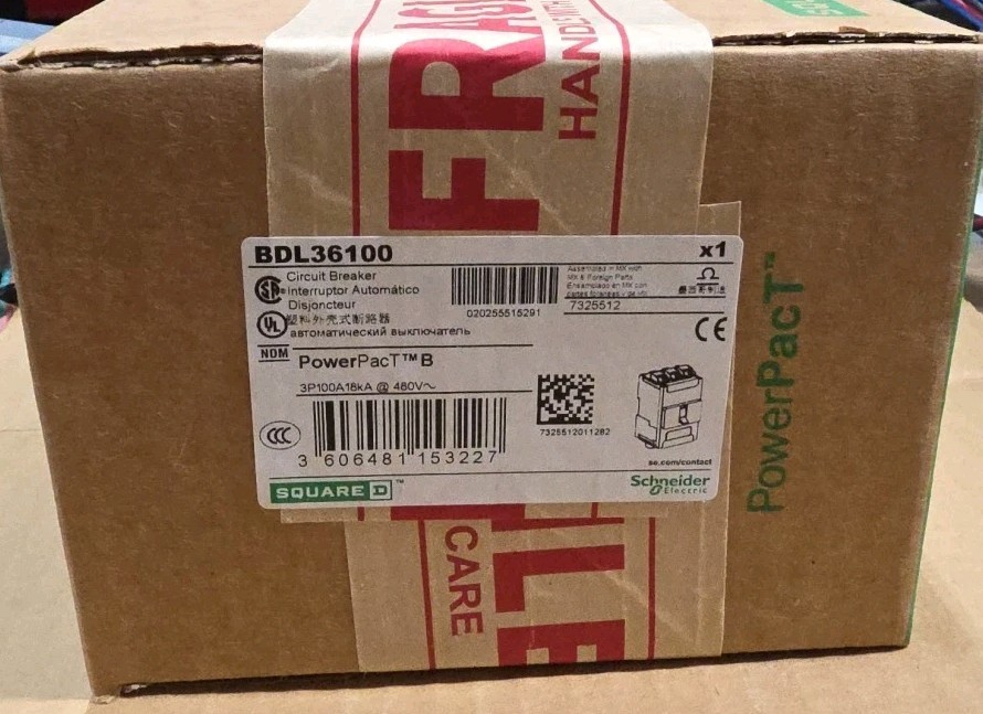 NEW Square D BDL36100 3 Pole 100 Amp 600v I-Line Powerpact Circuit Breaker