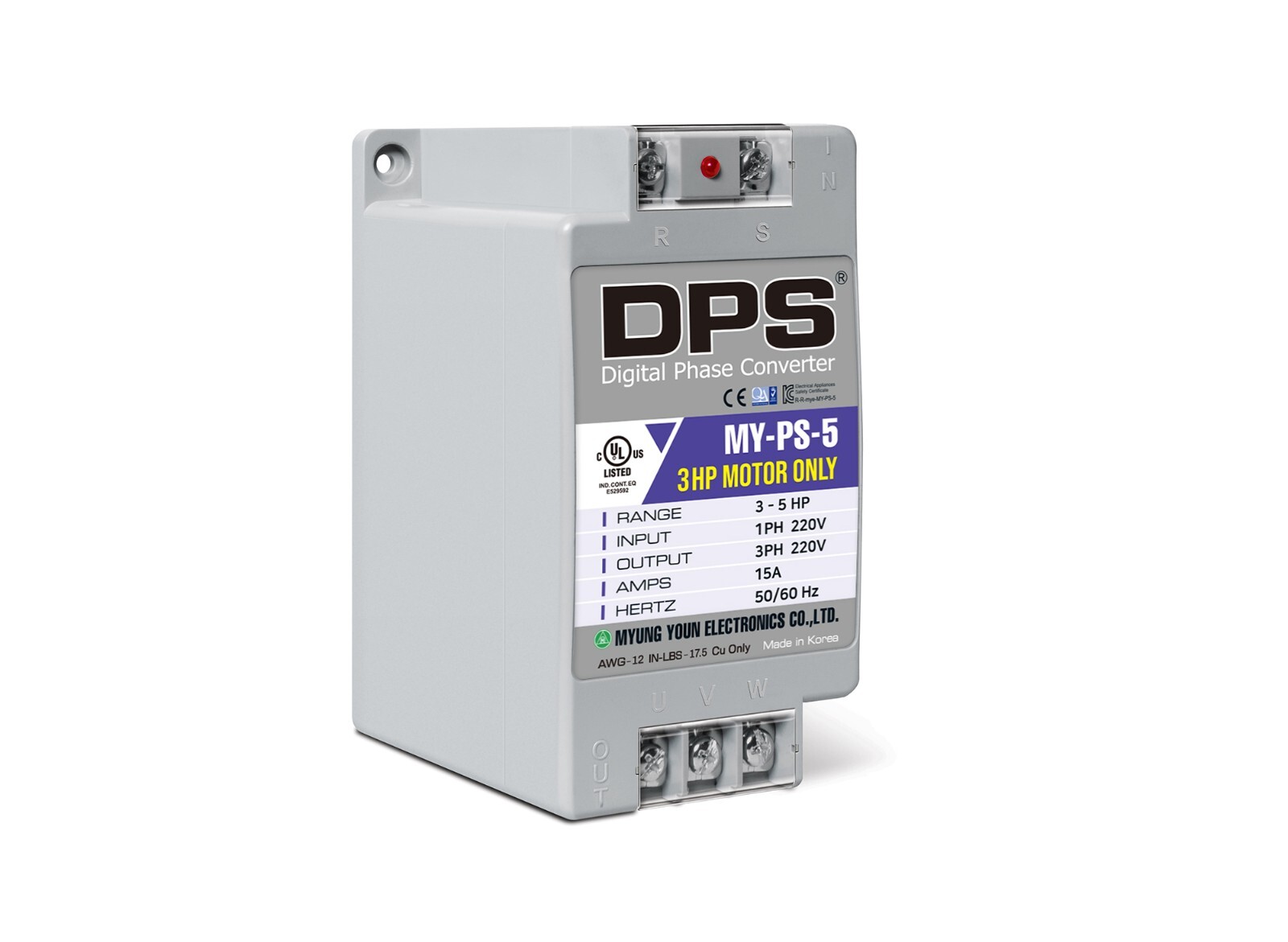 Single to 3 Phase Converter, Use 3HP(2.2kW) 9A Motor 200V-240V Only, MY-PS-5