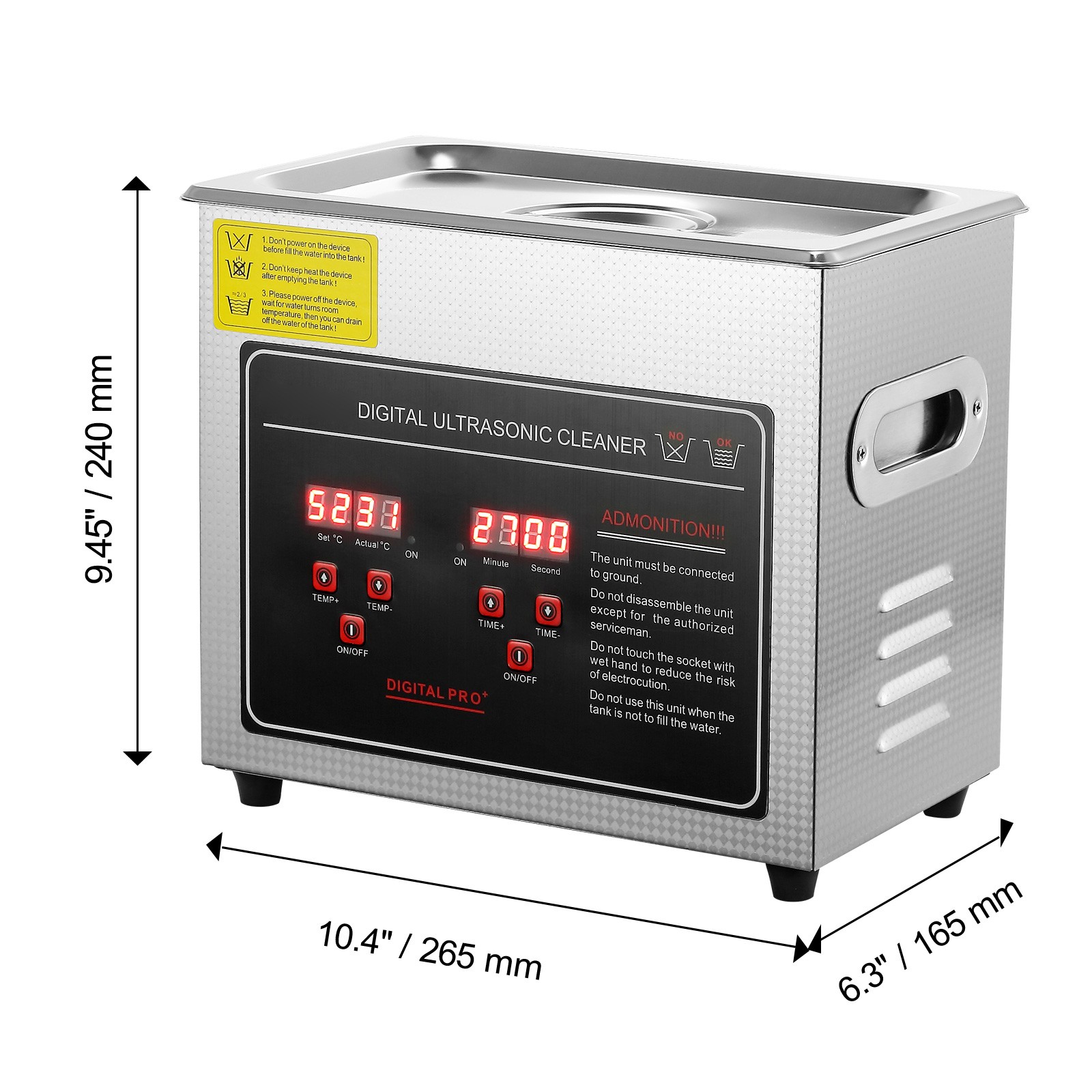 VEVOR 3L Ultrasonic Cleaner with Timer Heating Machine Digital Sonic Cleaner