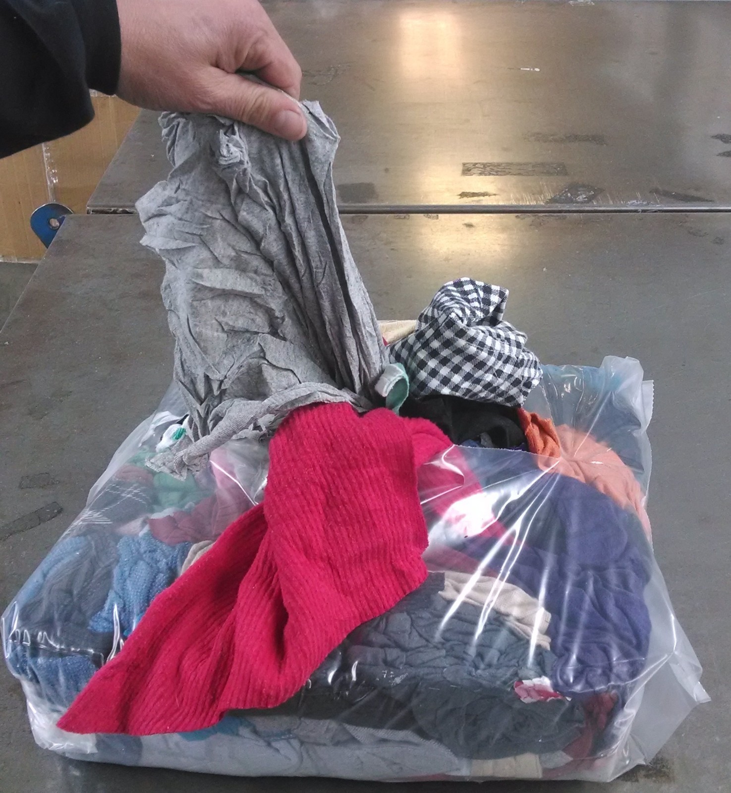 Compressed Bag of Colored Cotton Sweatshirt Rags – 25 LB – Bag