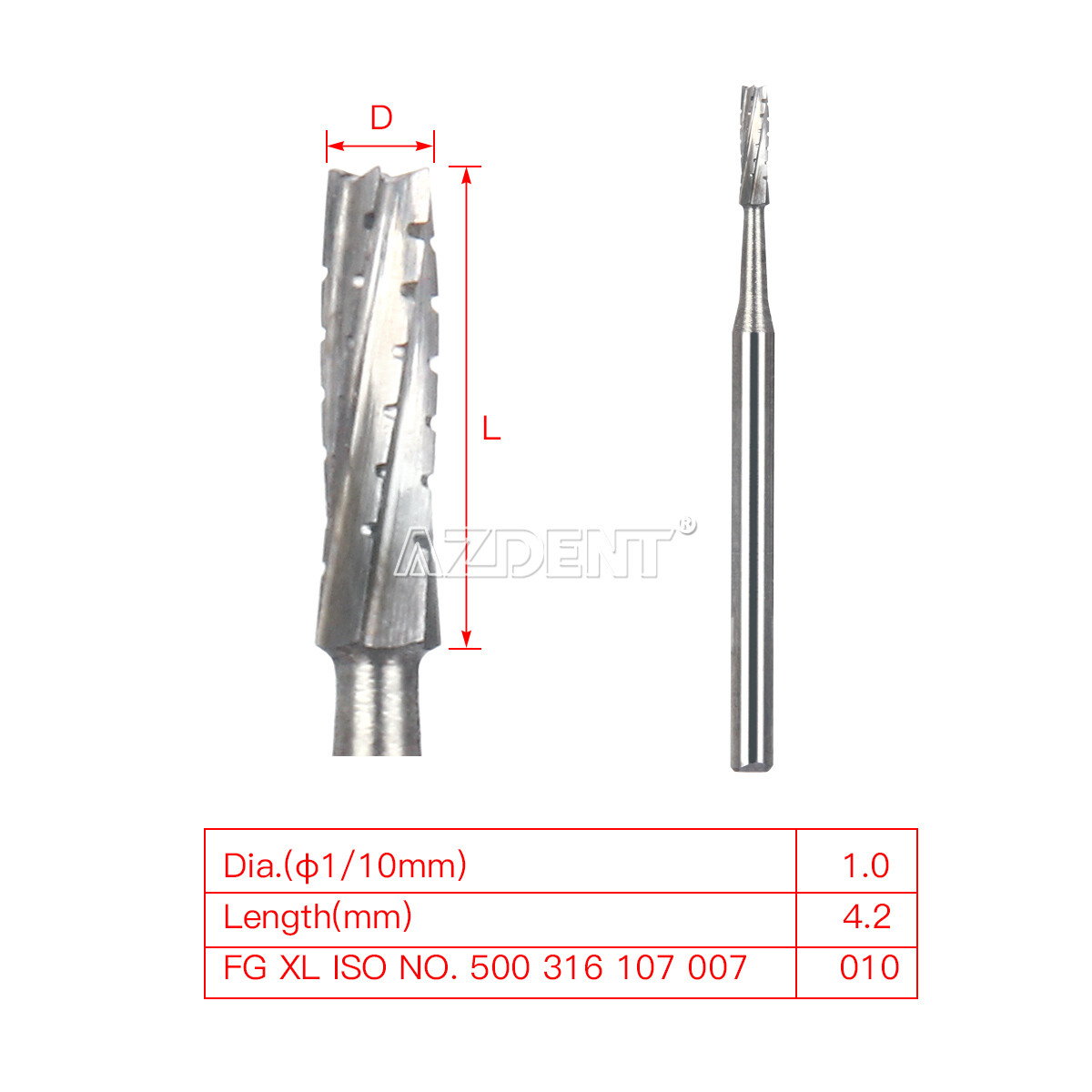 AZDENT Dental Surgical Handpiece FG Bur Tungsten Carbide Round/Straight Fissure