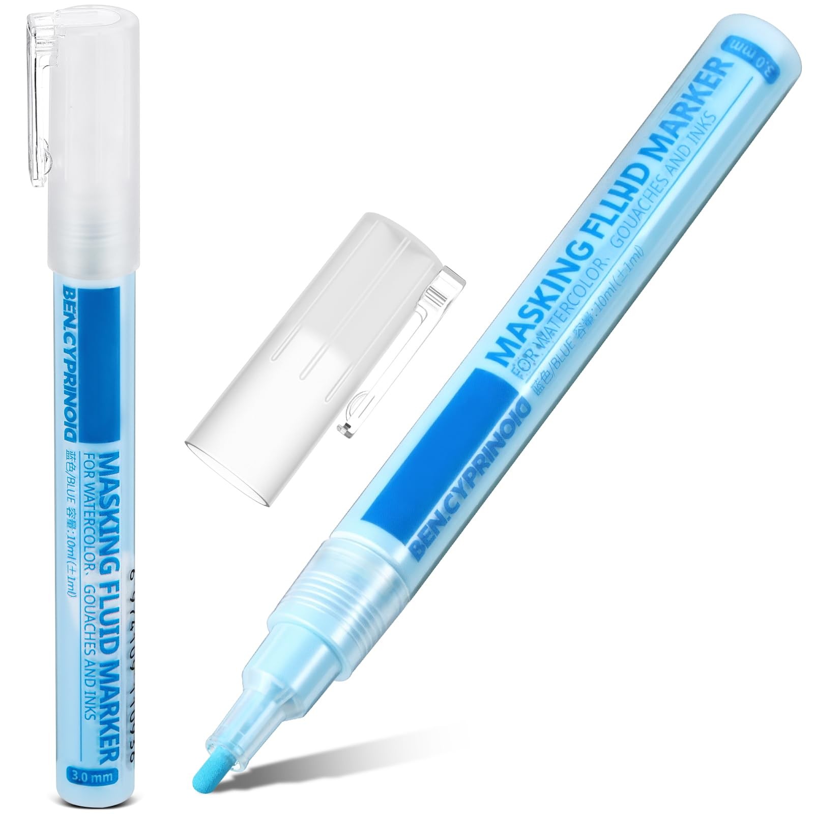 Feifeiya 2 Pcs Masking Fluid Pen for Watercolor 1 Count (Pack of 2), Blue