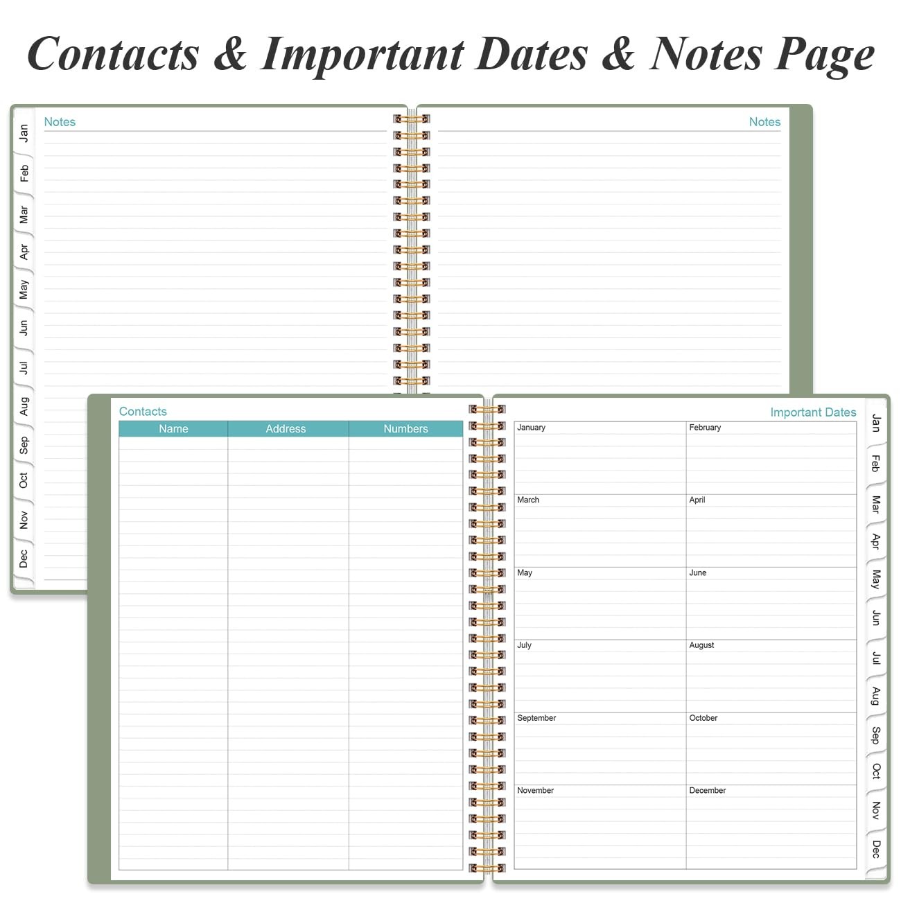 2026 Planner – Weekly Monthly 2026 from January 2026 to A4, Green