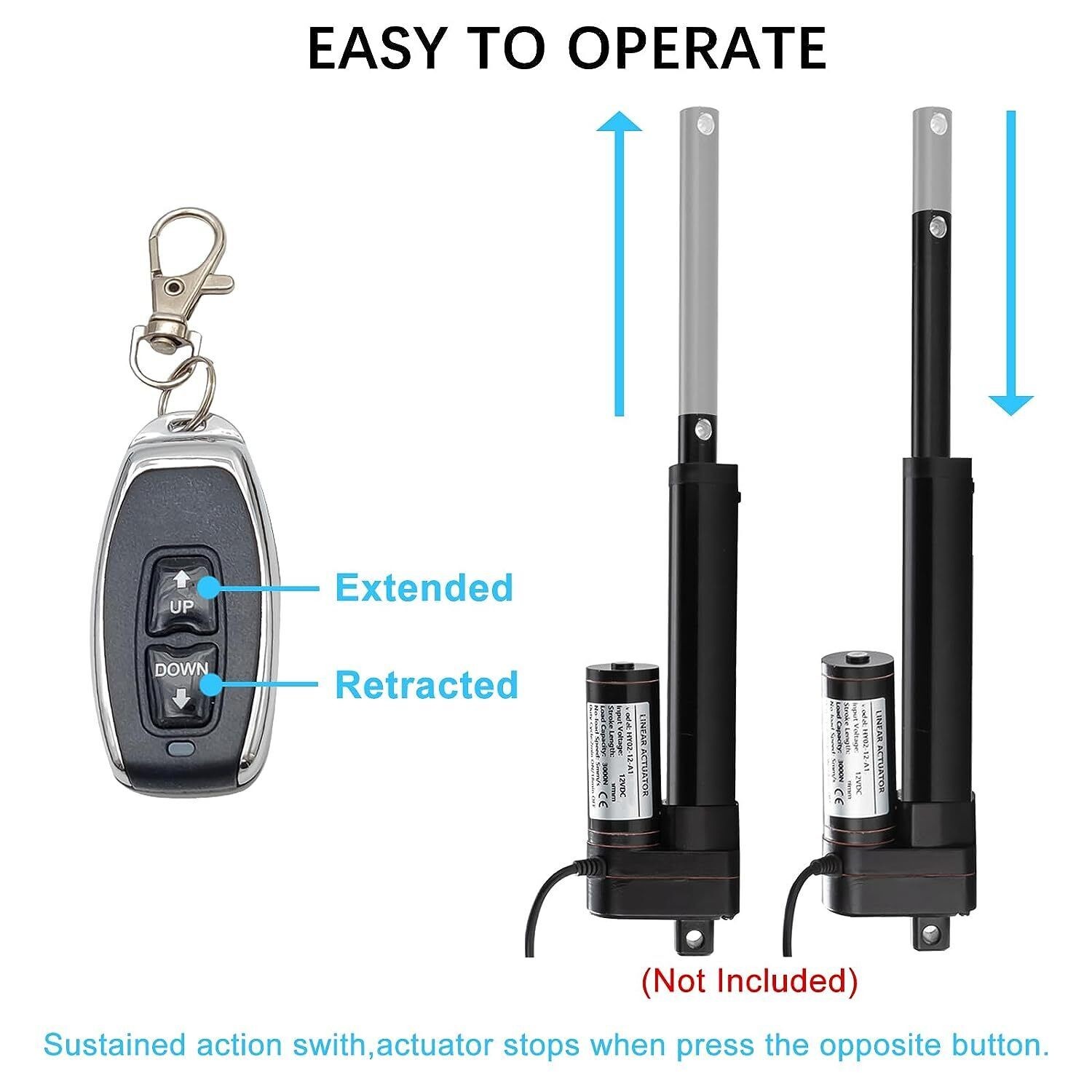 DC 12V 24V Electric Linear Actuator Cylinder Lift 1500N 3000N Stroke 2″~40″ Fast