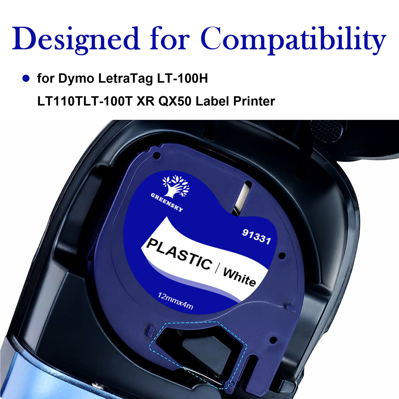 10PK Compatible Dymo LetraTag Refill 91331 Plastic 1/2» Label Tape LT-100H QX50