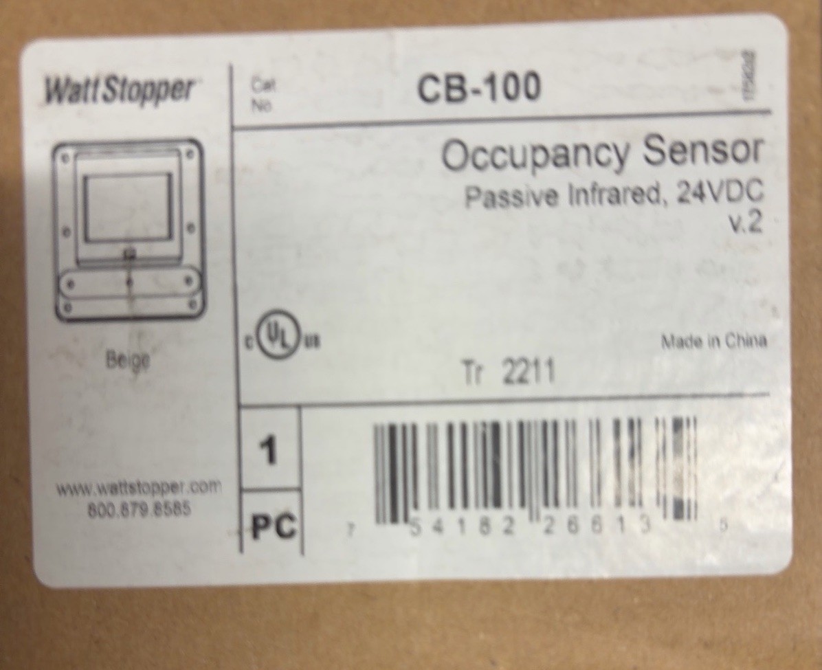 TWO-Wattstopper CB-100 Beige Occupancy Sensor Passive Infrared 24VDC-