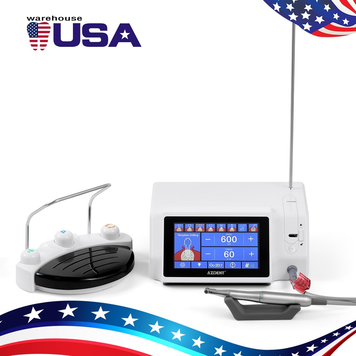 Portable Dental Mobile Delivery Unit System Air Compressor 4 Holes/Implant Motor