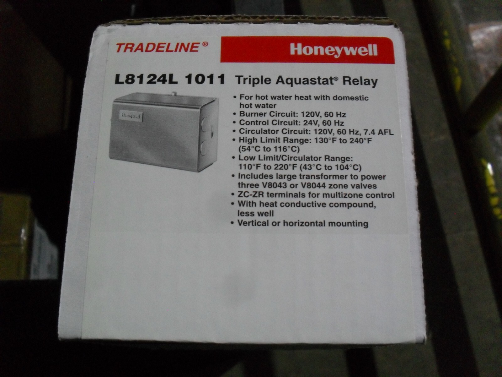 Honeywell L8124L 1011 High Limit Triple Aquastat Relay