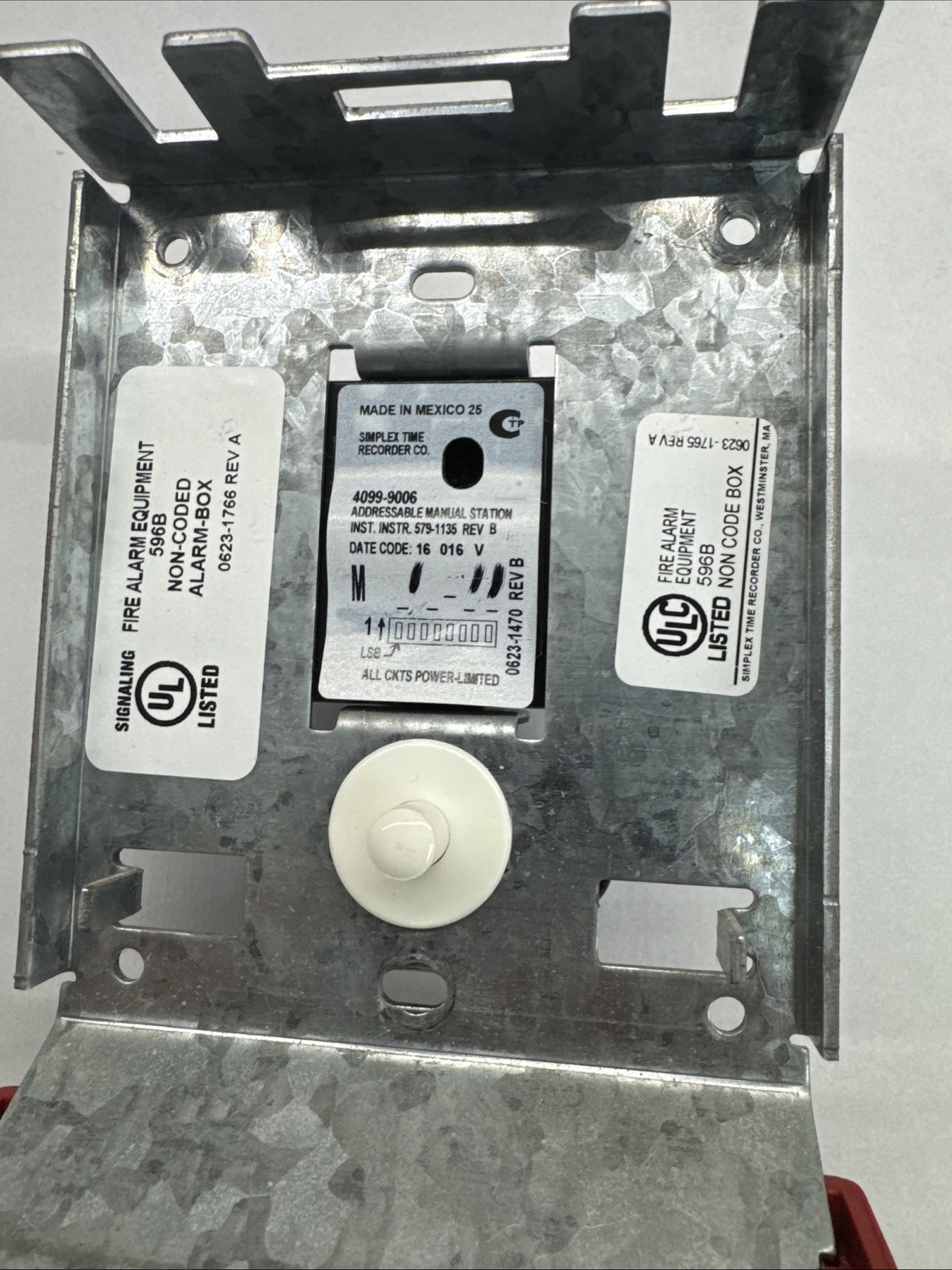 Simplex 4099-9006 IDNet Addressable Fire Alarm Pull Station 596B Push Pull Down