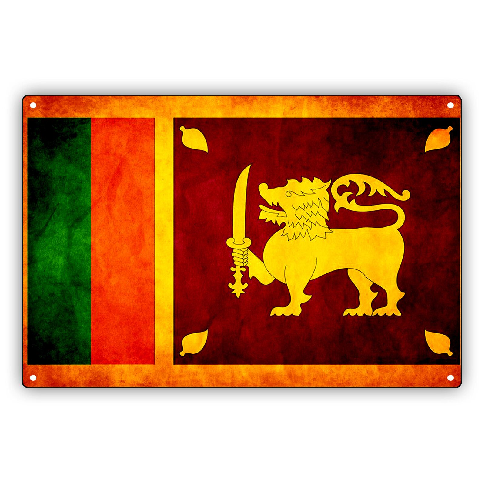 Sri Lanka Country Flag Sinha Lankan Vintage Look Art Novelty Aluminum Metal Sign