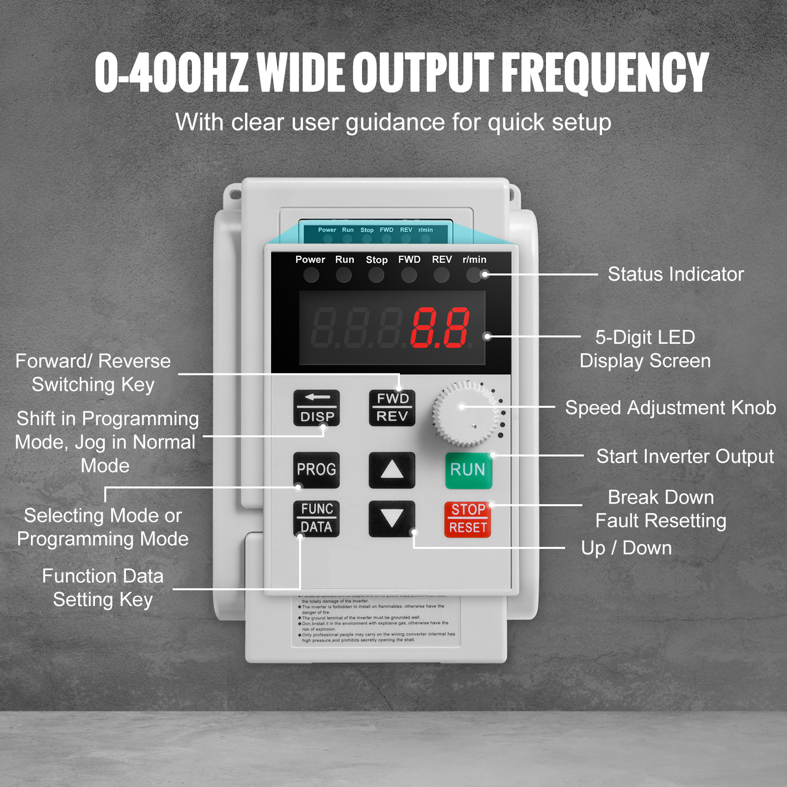 3HP 2.2KW 10A Variable Frequency Drive VFD for 3-Phase Motor Speed Control