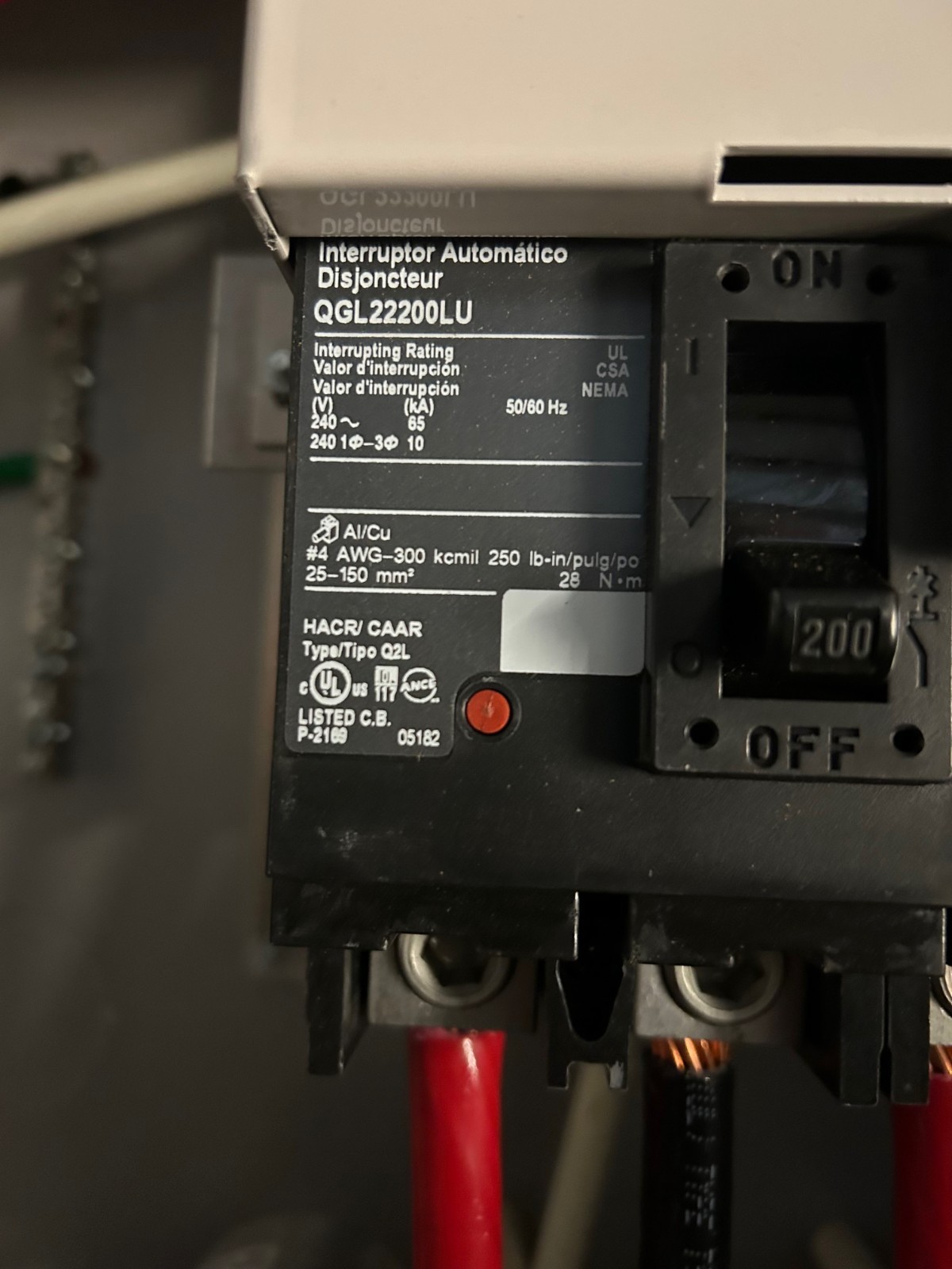 Manual 200 amp Generator transfer switch w/200 amp RS receptacle Square D Panel