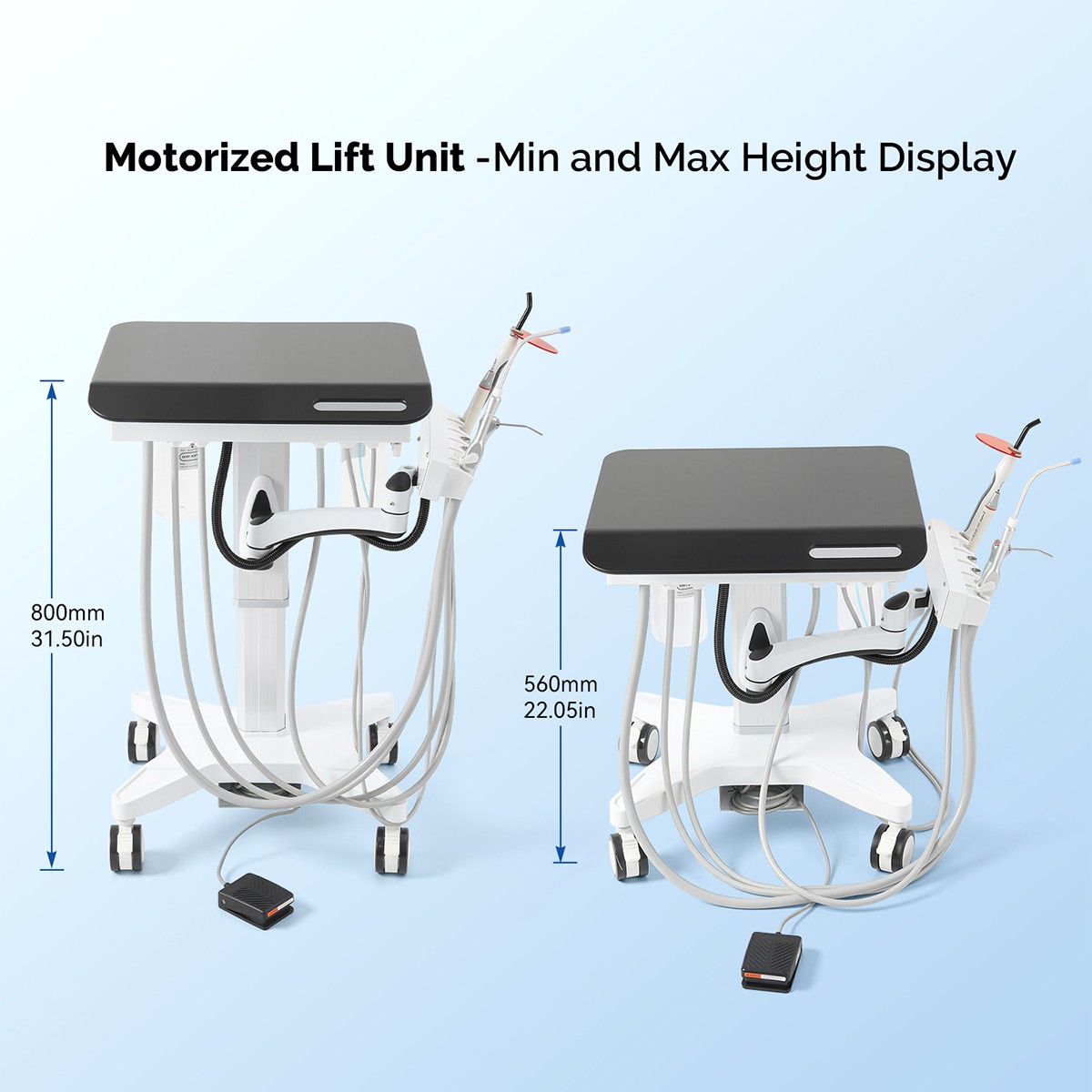 Dental Mobile Delivery Unit with electric lift Curing Light Scaler/Folding Chair