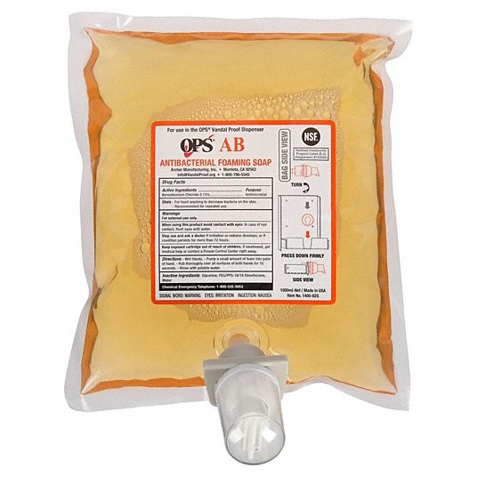 OPS AB Antibacterial Foaming Hand Soap 1405-02G 1000mL Lot of 2 Fragrance Free