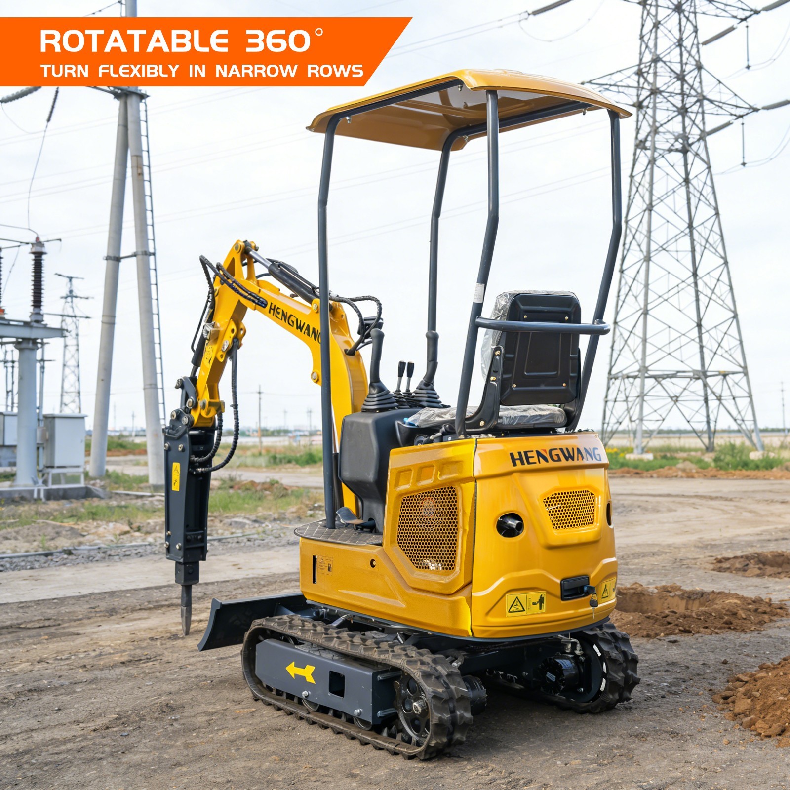 Mini Excavator With Chassis Extension And Boom Swing 15HP Free Shipping