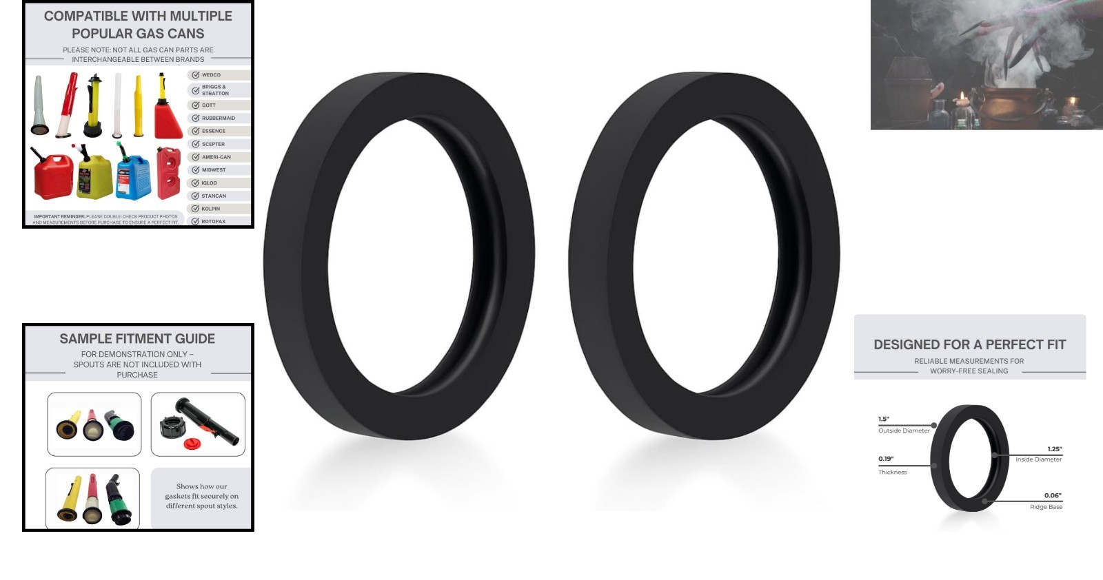 Universal 5 Gal Plastic Gas Can Gaskets – O-Ring Rubber Seals Set of 2