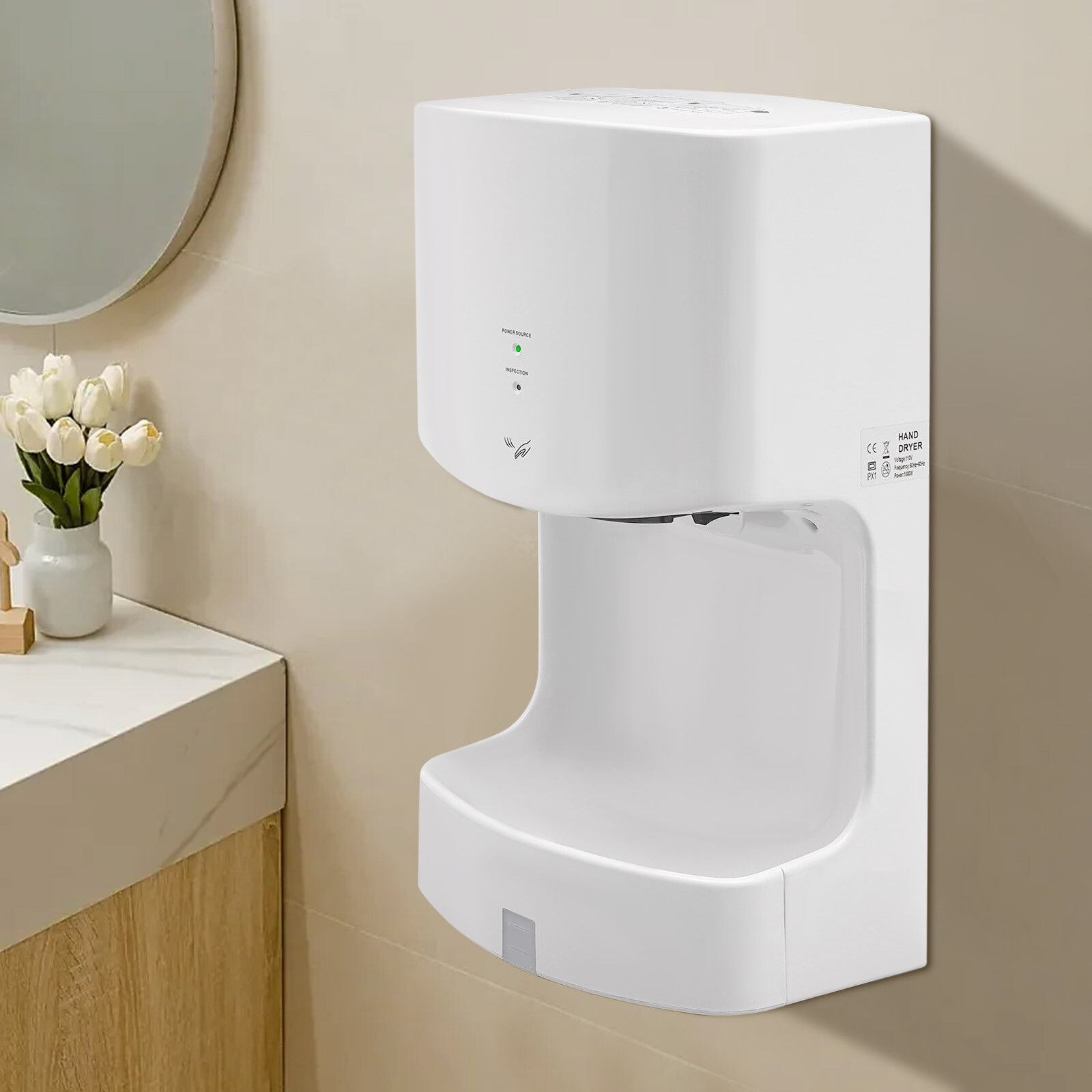 Commercial Automatic Hand Dryer High Speed Hot Air Hand Blower Bathrooms 1000W