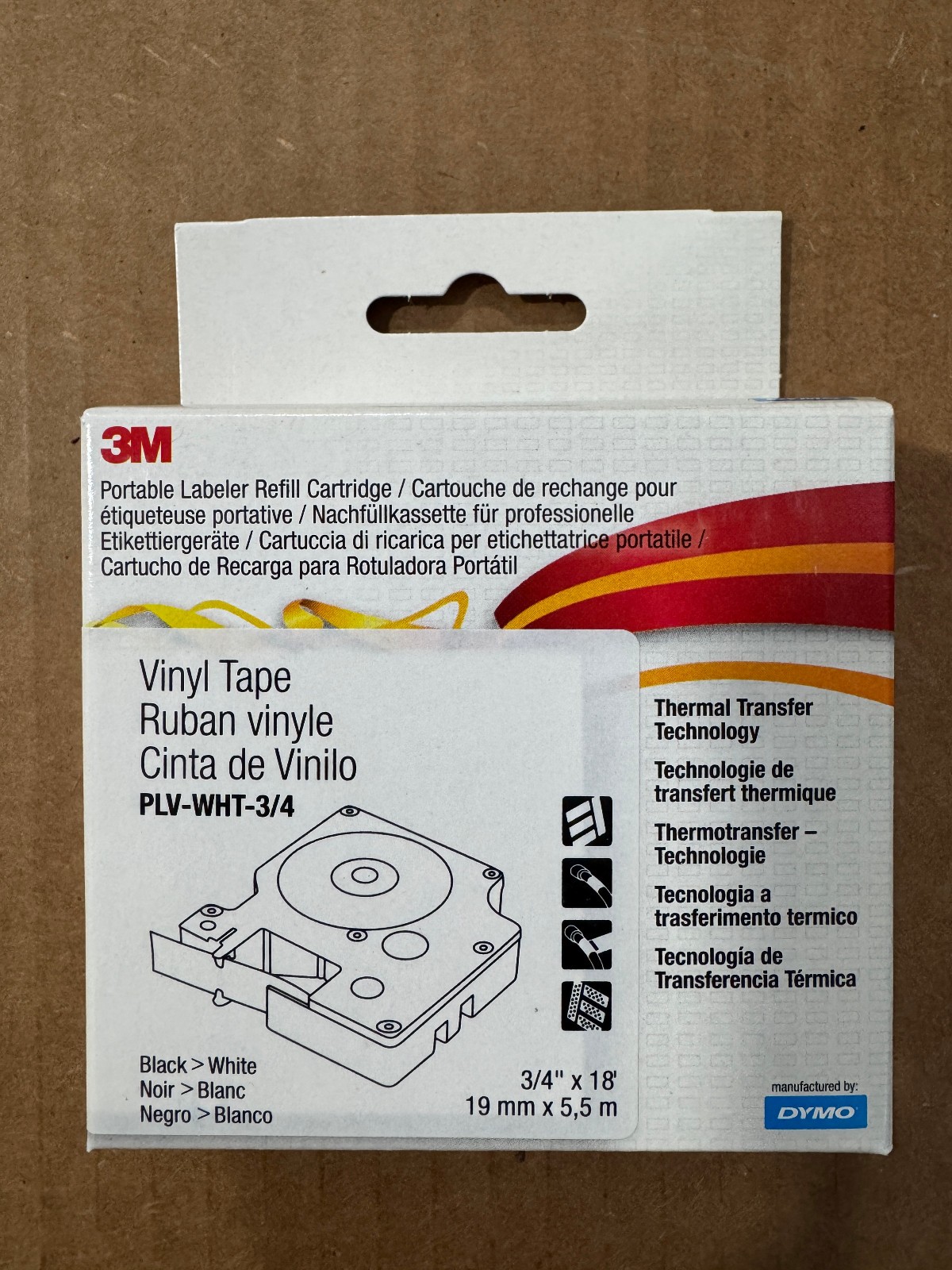 3M Dymo PLV-WHT-3/4 White Vinyl Label Tape 3/4″ New Fresh Stock Free Shipping