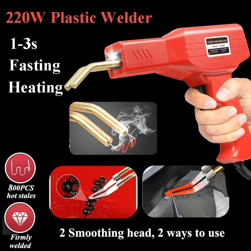 220W Plastic Welder Kit Hot Stapler Soldering Gun 1000 Staples Car Bumper Repair