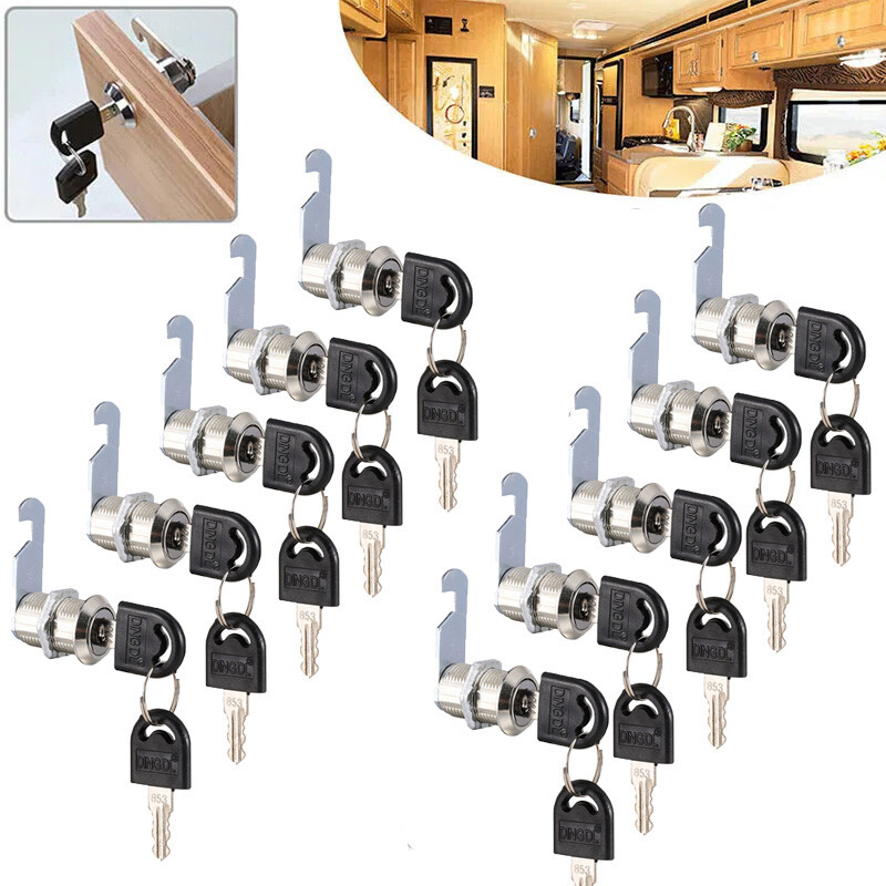 Lot Modern Cabinet RV Cam Locks Keyed Alike Secure Drawer File 3/4″ 1″ 1-1/8″