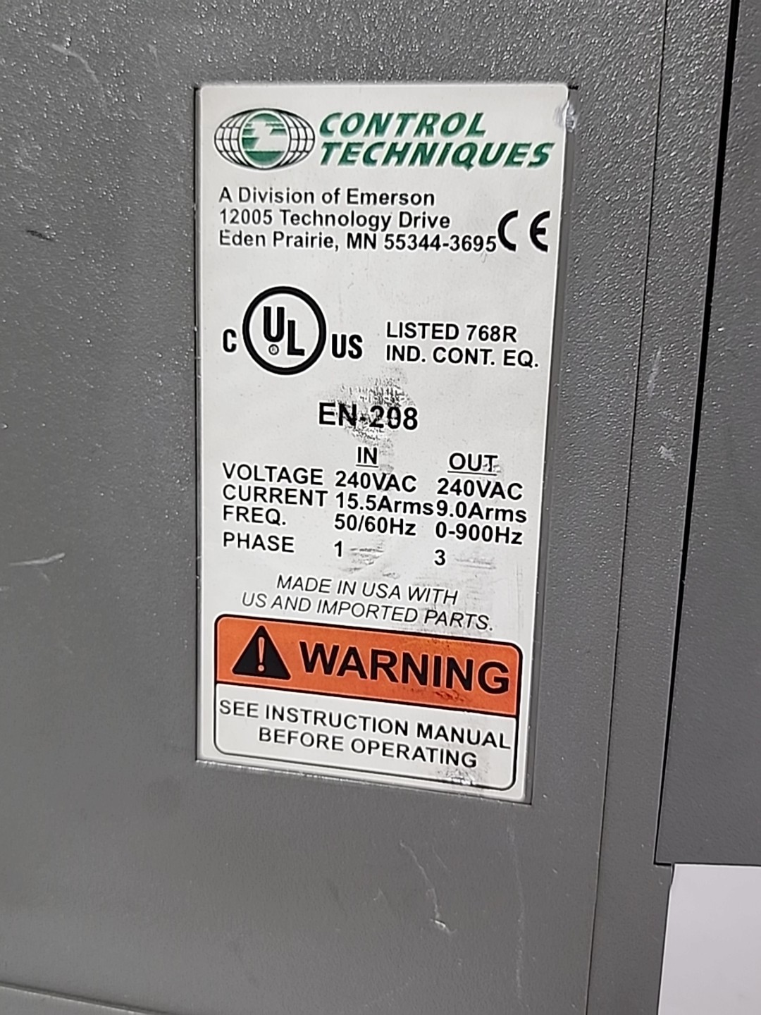 Control Techniques EN-208-00-000 Drive with FM-4 Function Module Rev A4