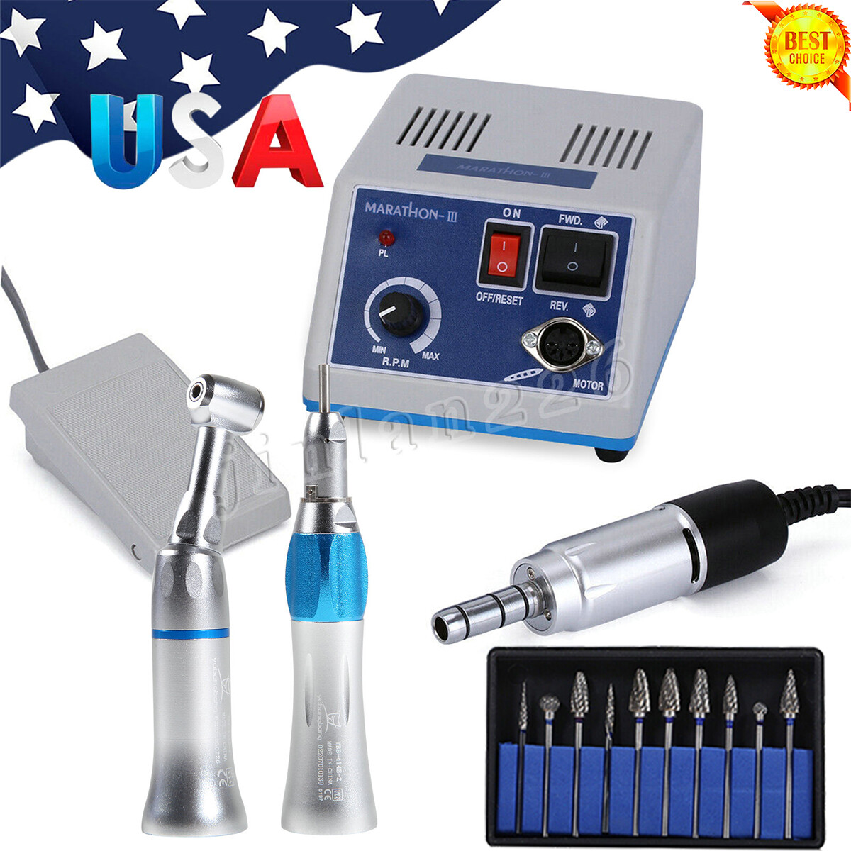 Dental Electric Micromotor Polisher Marathon/Contra Angle/Straight Handpiece new