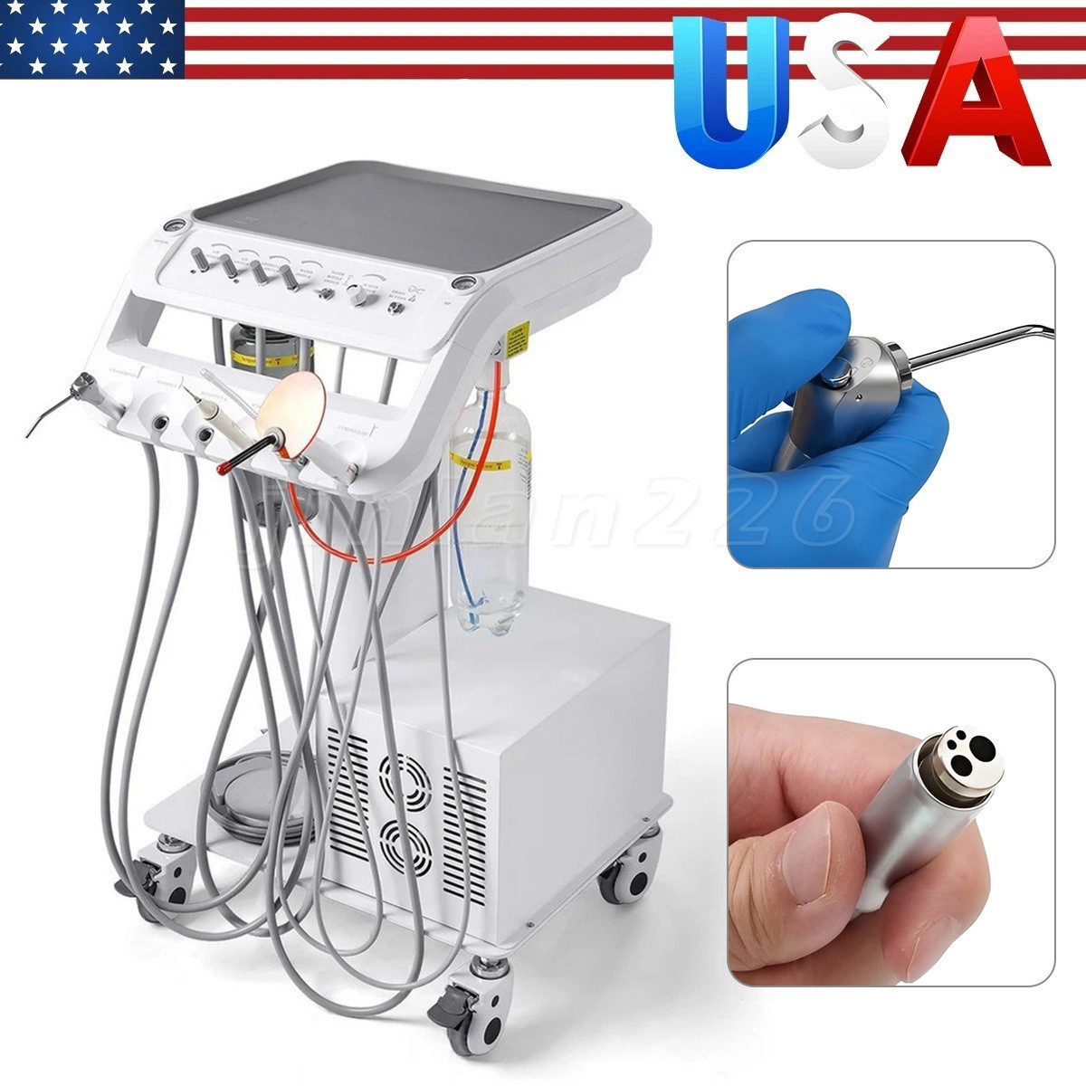 Dental mobile Delivery Unit Treatment Cart with Compressor scaler Curing Light