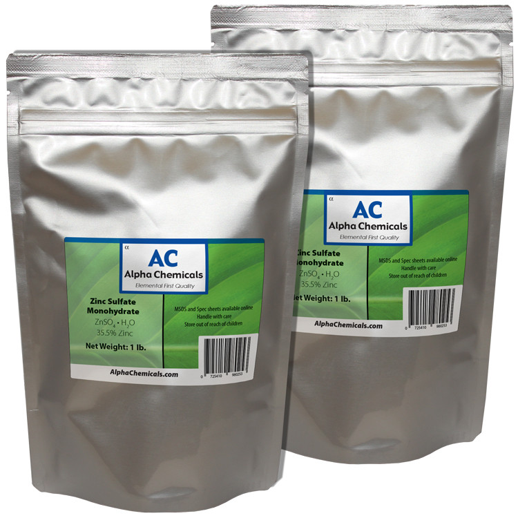 Zinc Sulfate Monohydrate Powder – 35.5% Zn – 2 Pounds