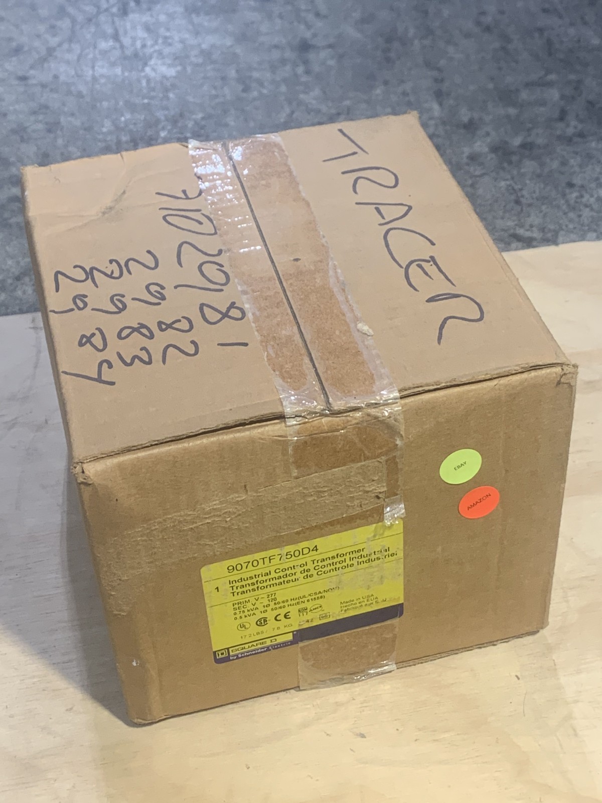 Square D 9070TF750D4 Transformer, 0.75kVA, Pri: 277V, Sec: 120V, NEW IN BOX