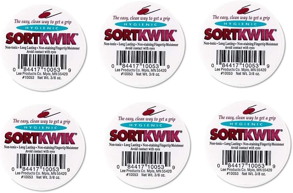 LEE 10053 Sortkwik Fingertip Moisteners, 3/8 oz, Pink, Sold as 6 Pack