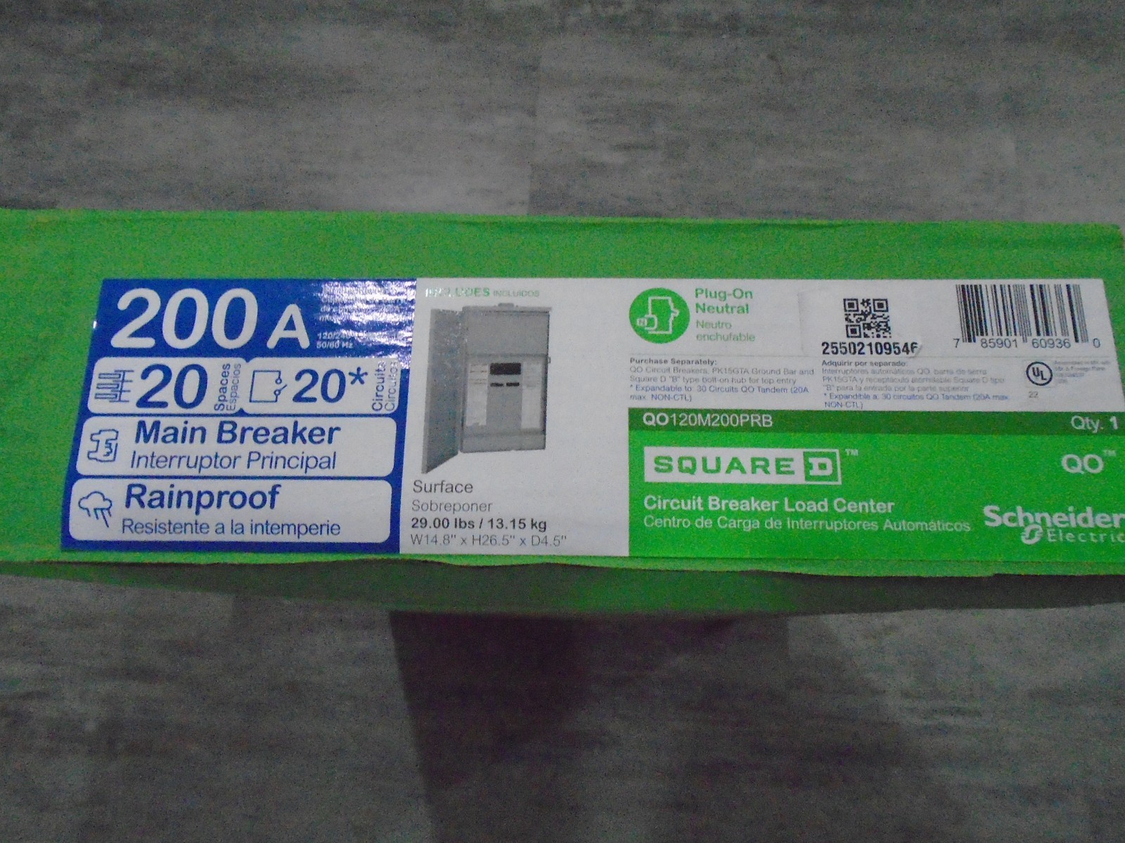 SQUARE D QO120M200PRB 200AMP MAIN BREAKER OUTDOOR LOADCENTER 20SP 20CIRCUITS NEW