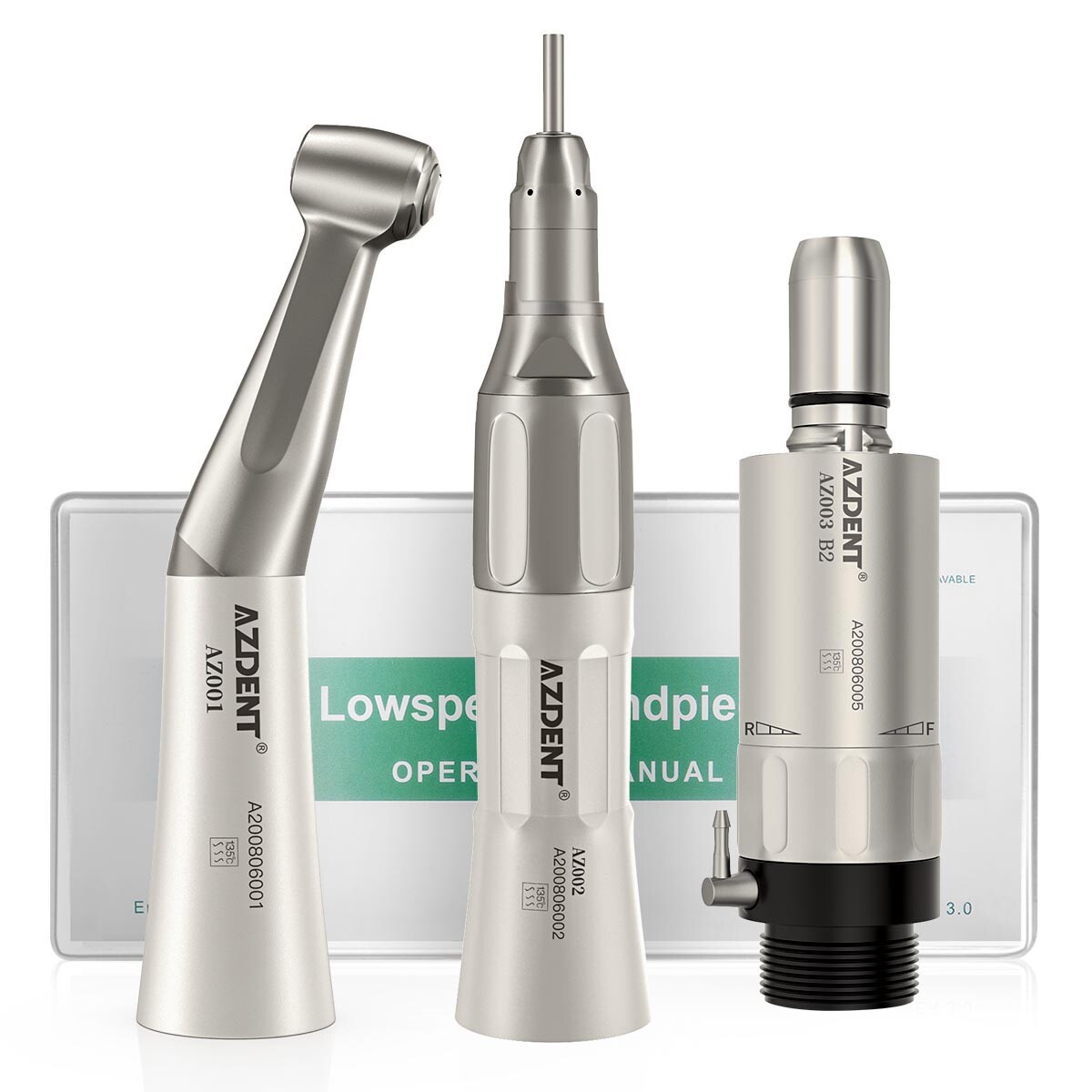 AZDENT Dental Slow Low Speed Handpiece Straight Contra Angle Air Motor 4/2Holes