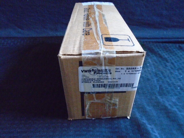 VWR 1mL in 1/100mL Glass Disposable Serological Pipets Plugged Sterile 500/Case
