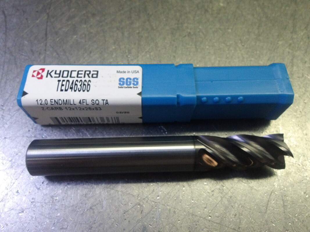 Kyocera/SGS 12mm 4 Flute Carbide Endmill 12mm Shank 12x12x26x83 (LOC3556)
