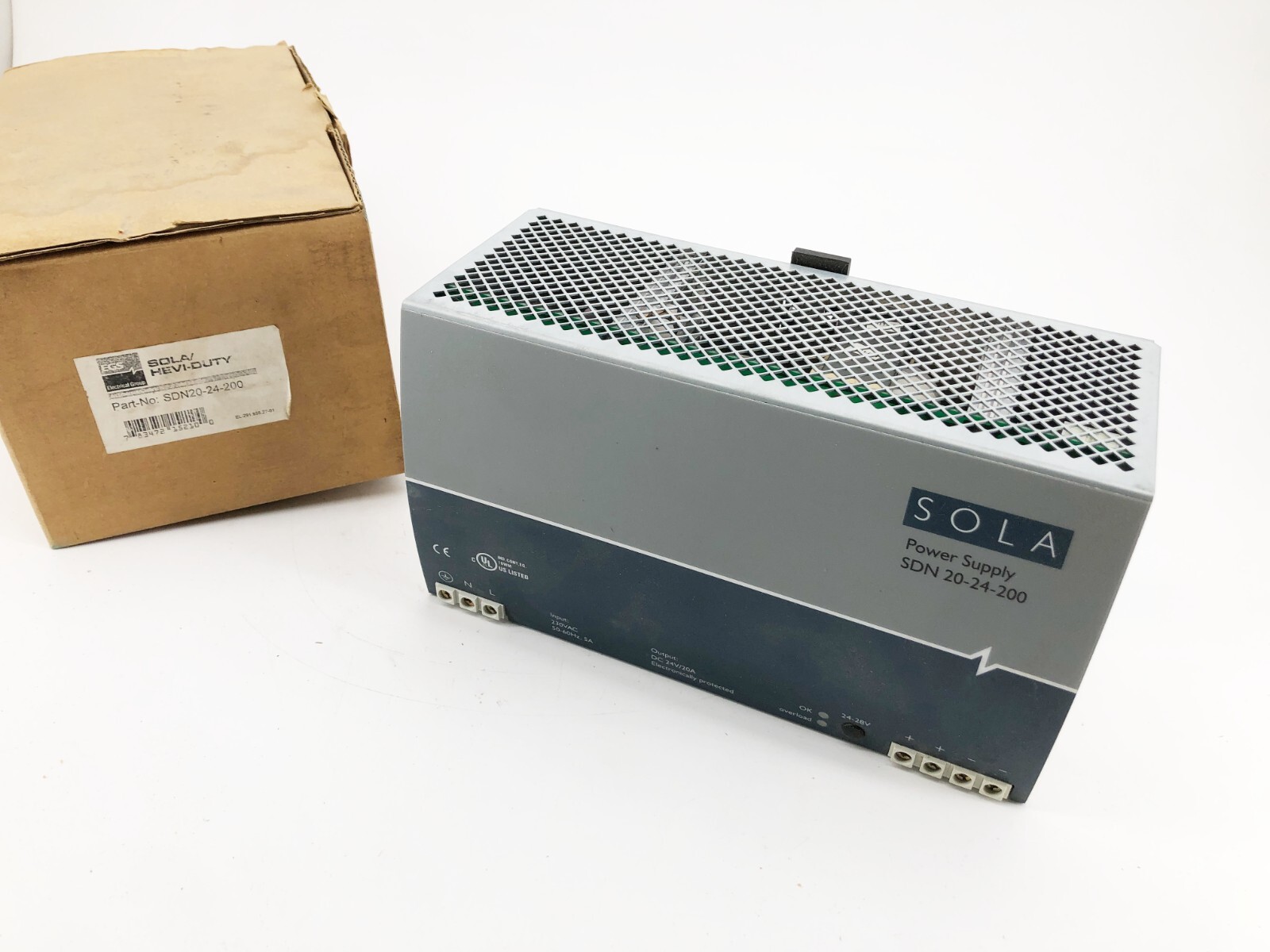 New EGS Sola/Hevi-Duty SDN20-24-200 Power Supply 24V 20A