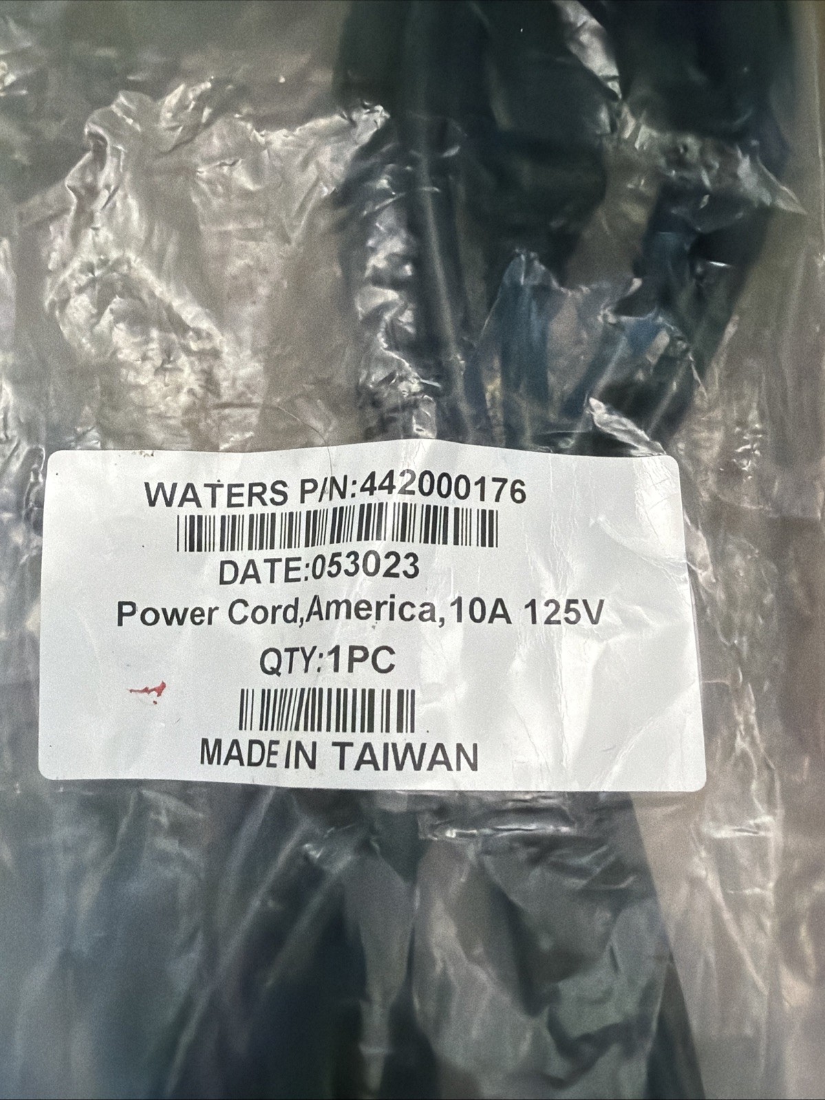 Lot Of 5 Waters UPLC Power Cord USA, 10A/125V, 2.5m, NEMA 5-1.