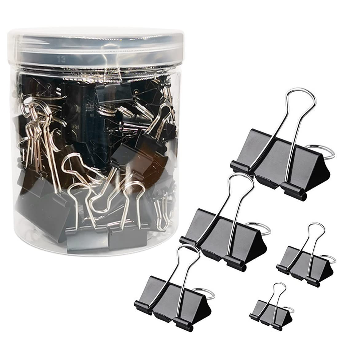 Otylzto 120Pcs Binder Clips Assorted Size, Office Clips with Clear Storage Co…