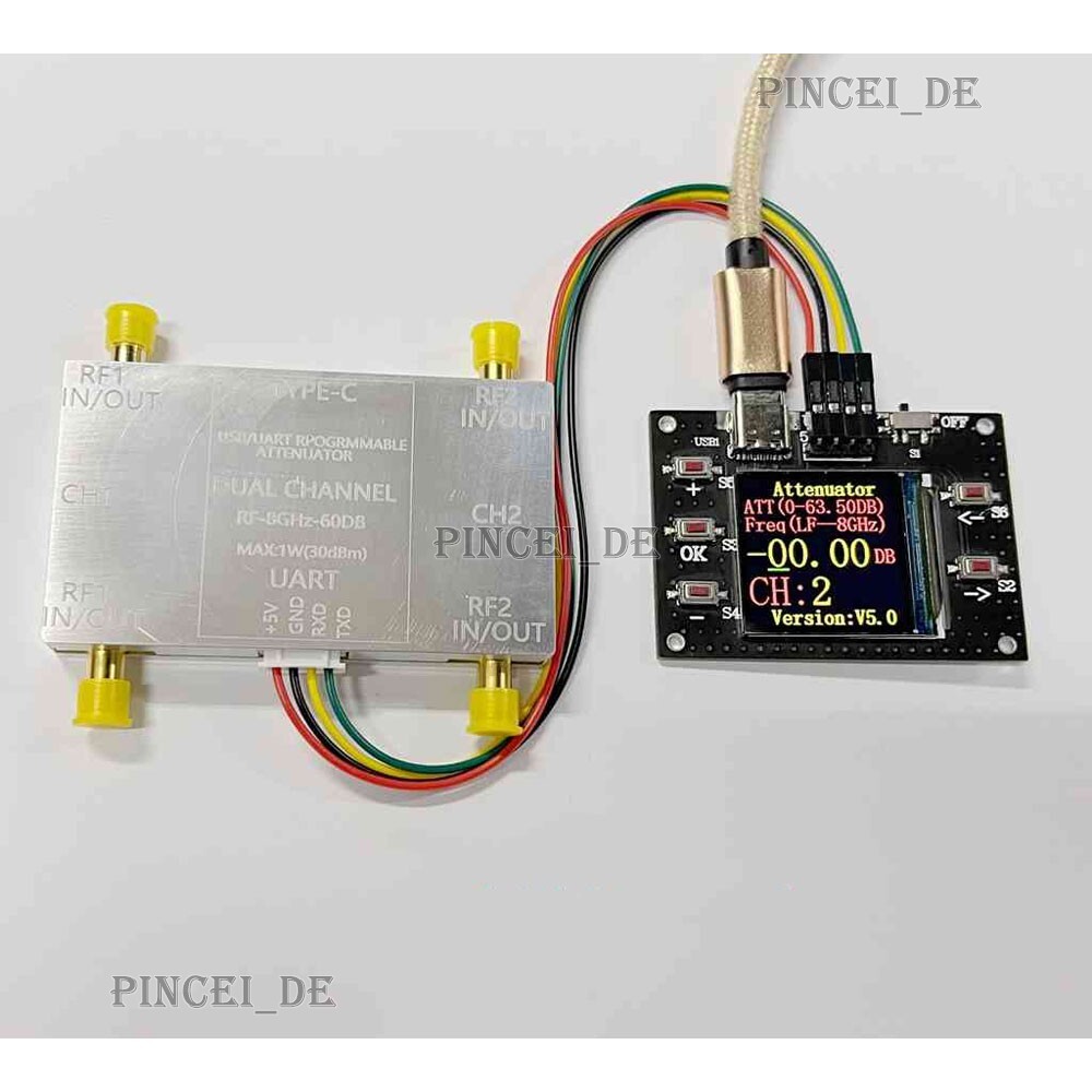 RF-8GHz-60DB Programmable AttenuatorType-C Cable Offline Main Control Board