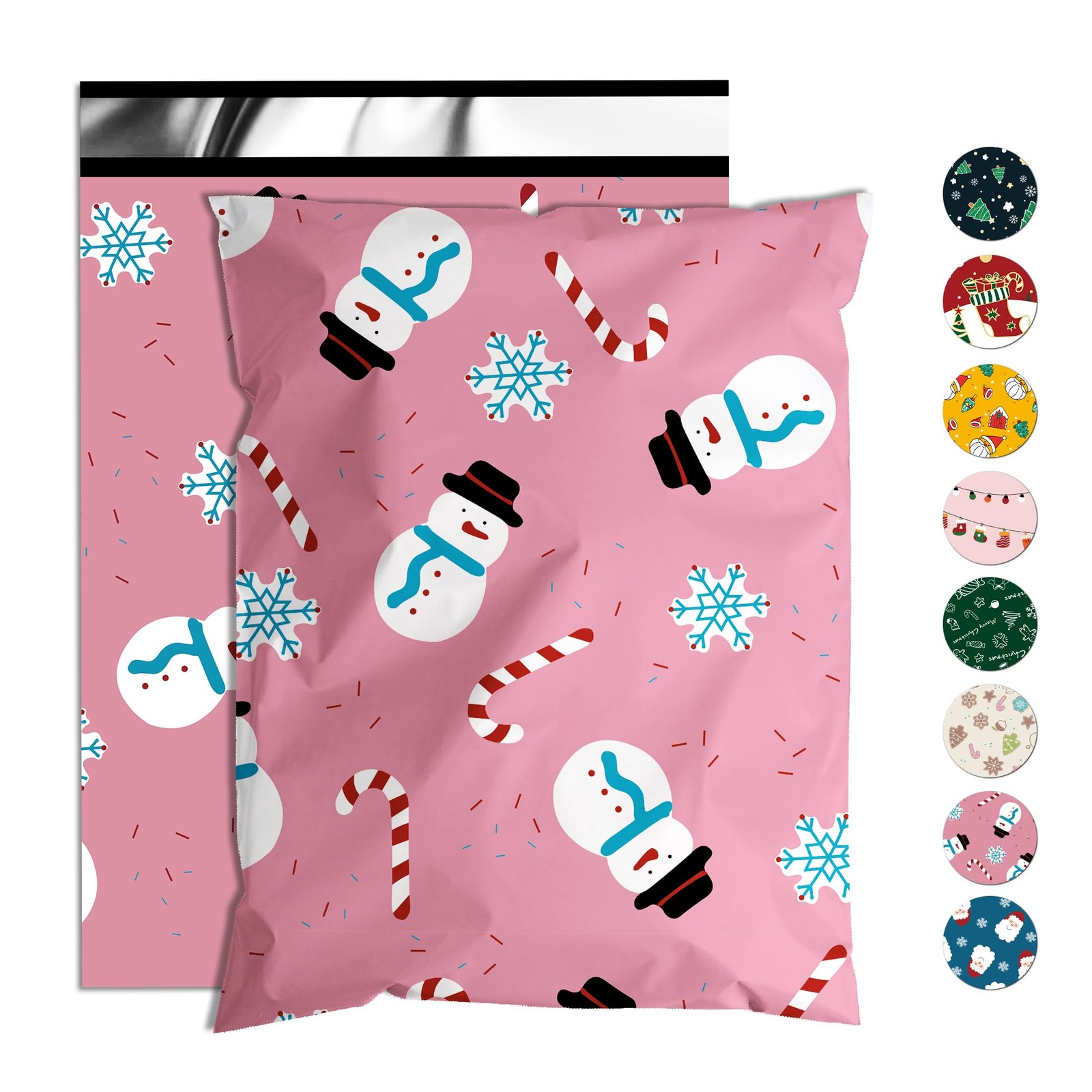 50 PCS 14.5×19 inch Christmas Snowmen Poly Mailers Waterproof Shipping Bags