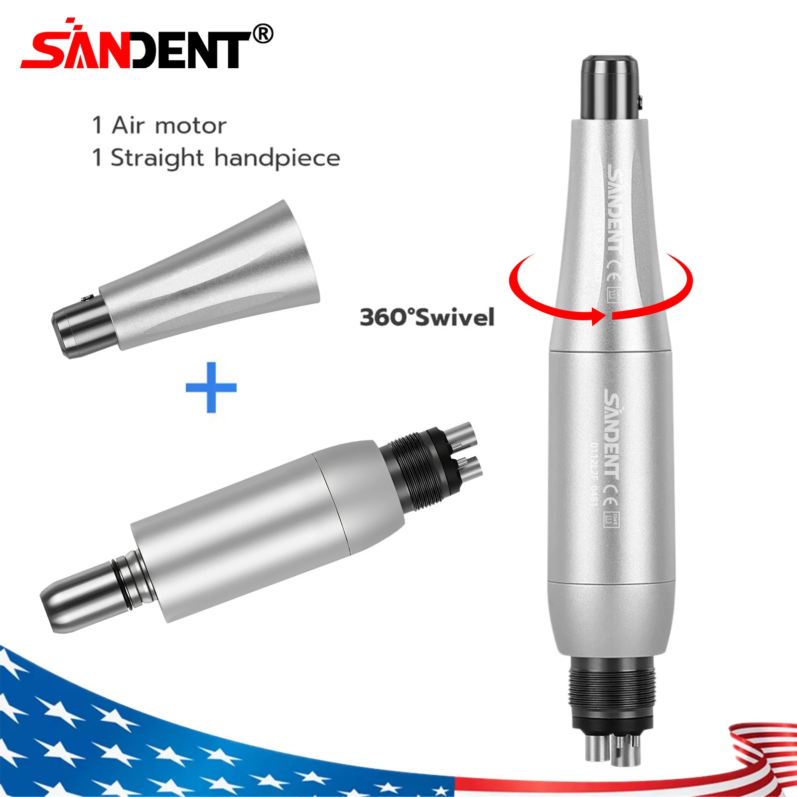 Dental Cordless Hygiene Prophy Polishing Handpiece 360° Swivel SANDENT