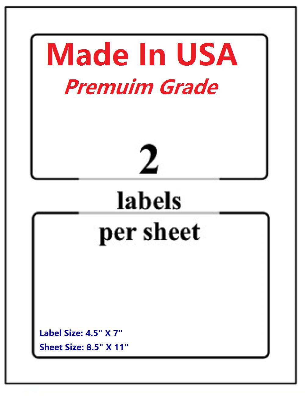 200 Premium Shipping Blank Labels-7″ X 4.5″-Made in USA-Self Adhesive-8.5 x 11