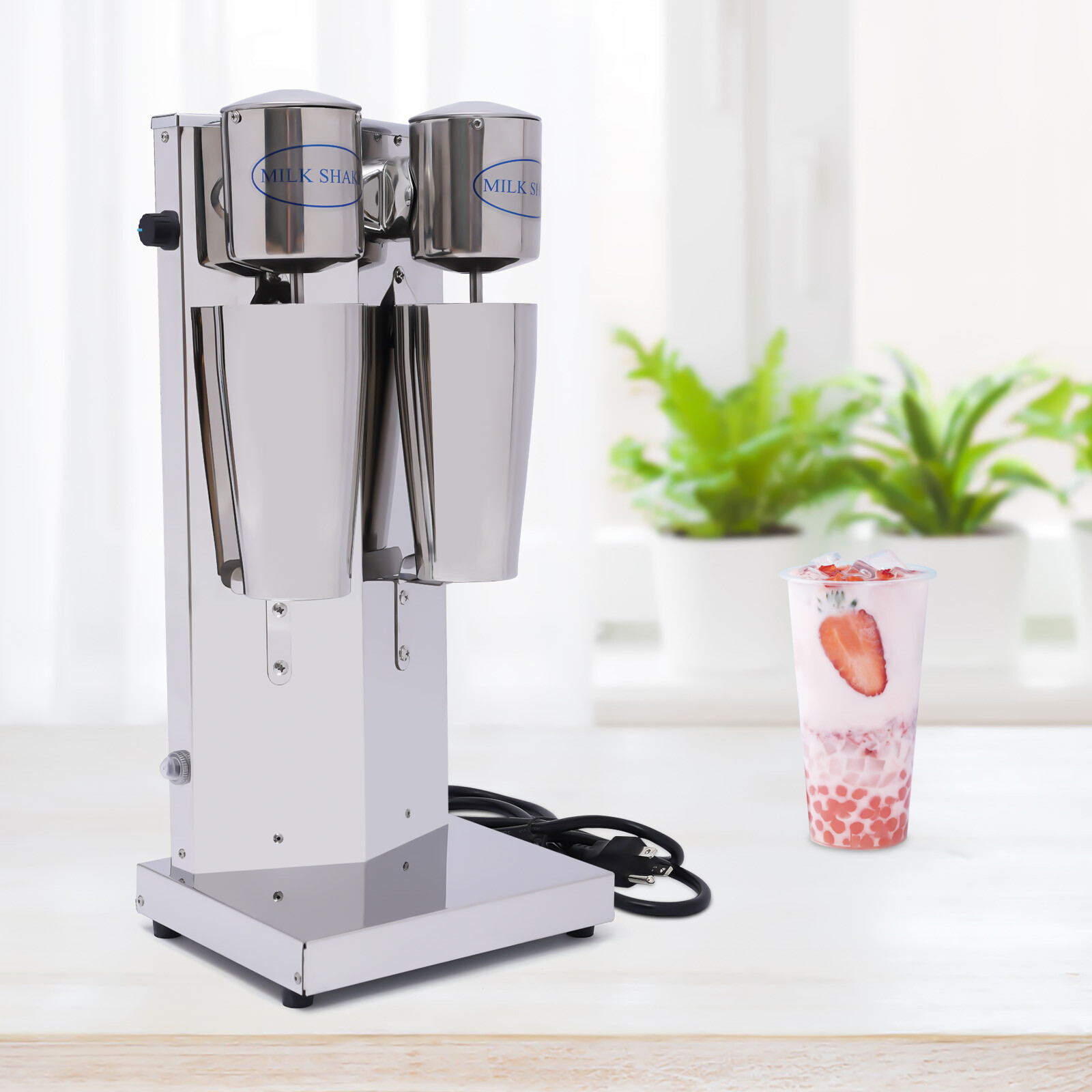 Double-head Electric Milk Shaker Silver Commercial Milk Shaking Machines 800ml