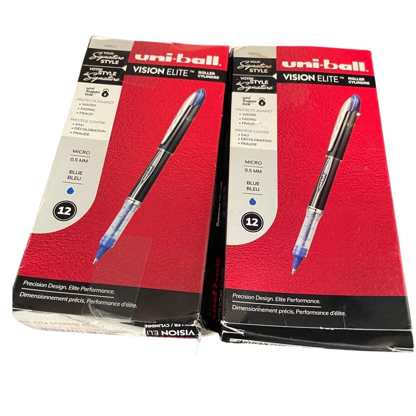 ⁠Uni-ball Vision Elite Rollerball Pens Blue Ink 0.5mm Micro 69021 (Lot of 20)⁠