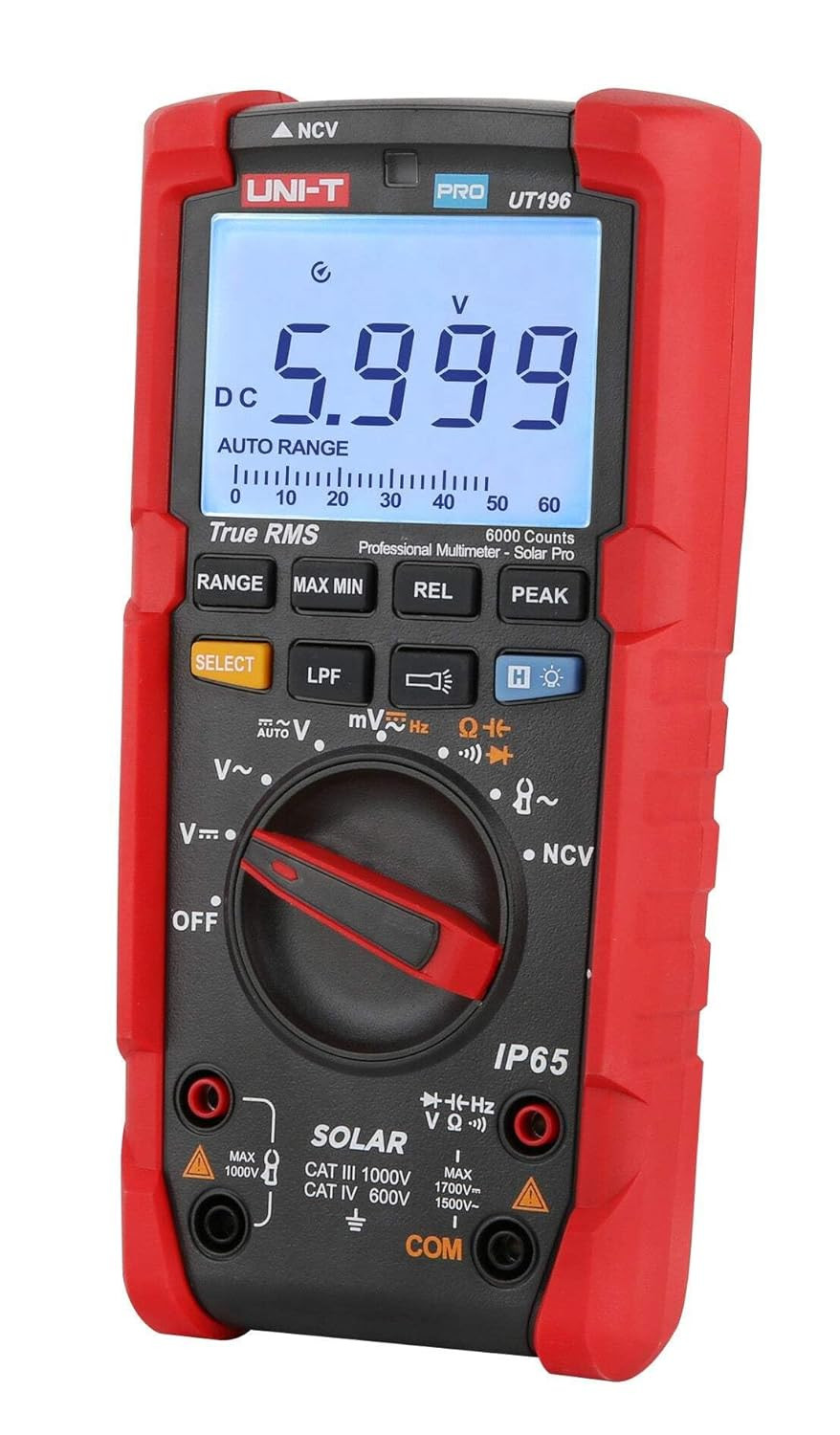UT196 Solar Multimeter – True RMS 6000 Counts, 1700V DC/1500V AC Tester